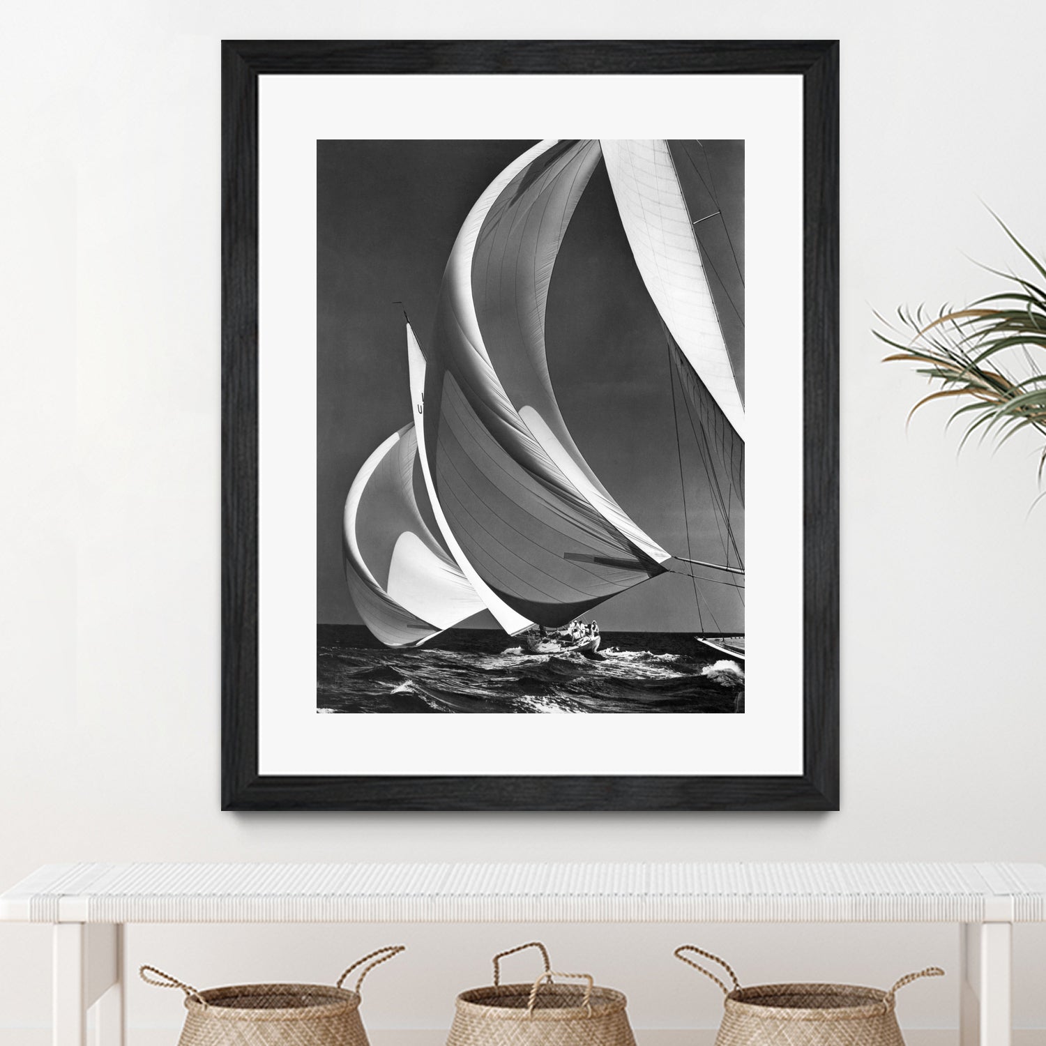 Two sailboats racing with their spinakers on a reach, 1940s by Bridgeman Images on GIANT ART - black and white photography