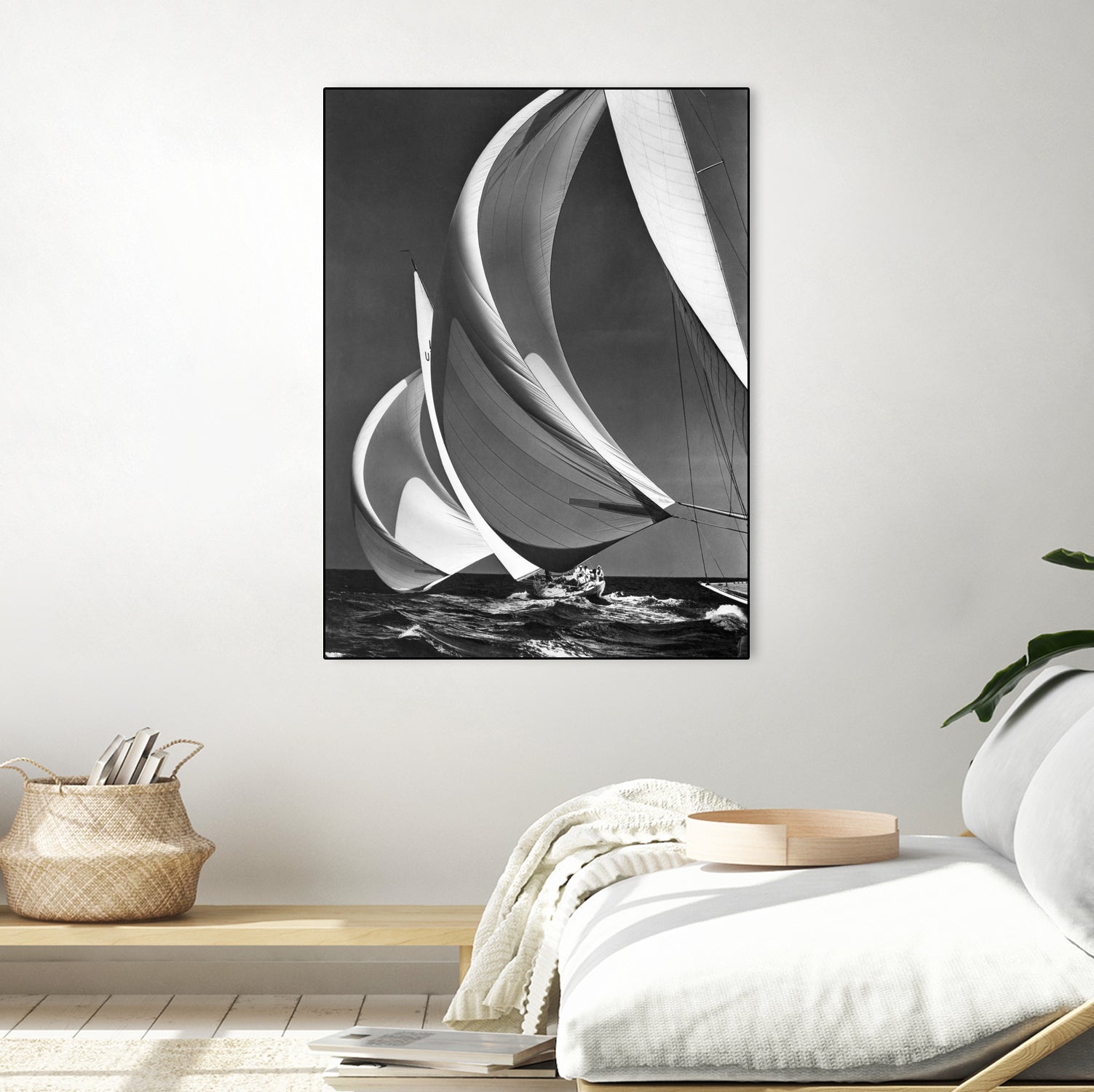 Two sailboats racing with their spinakers on a reach, 1940s by Bridgeman Images on GIANT ART - black and white photography