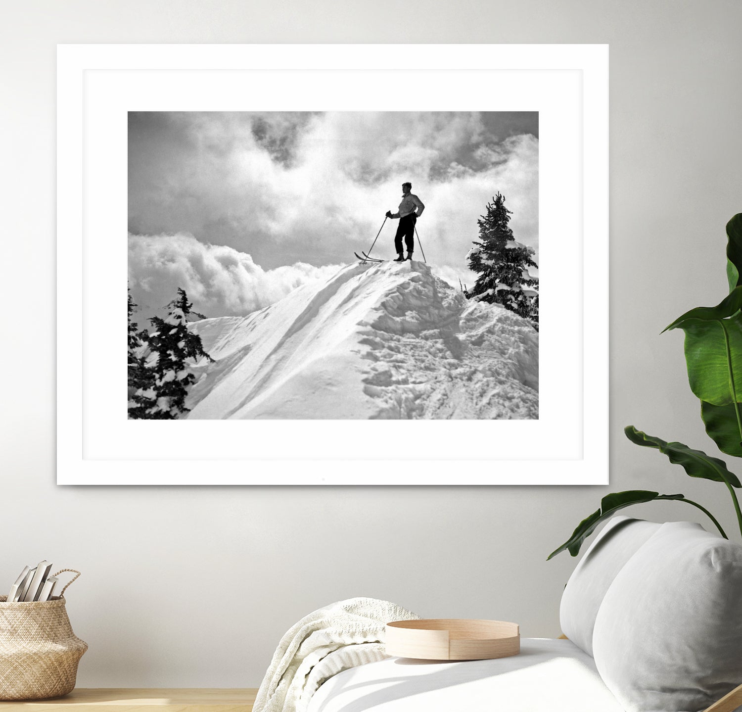 A Skier On Top Of Mount Hood by Bridgman Images on GIANT ART - black and white photography