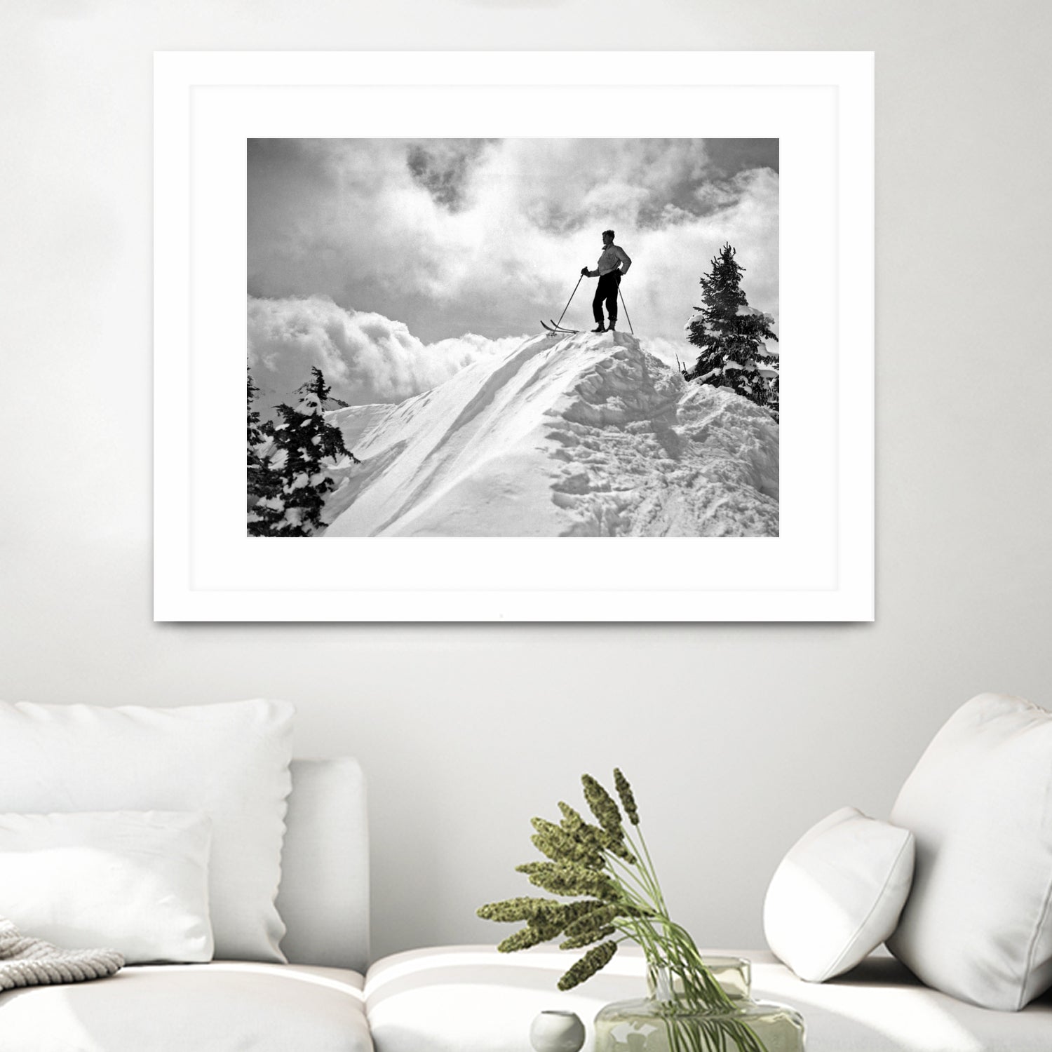 A Skier On Top Of Mount Hood by Bridgman Images on GIANT ART - black and white photography