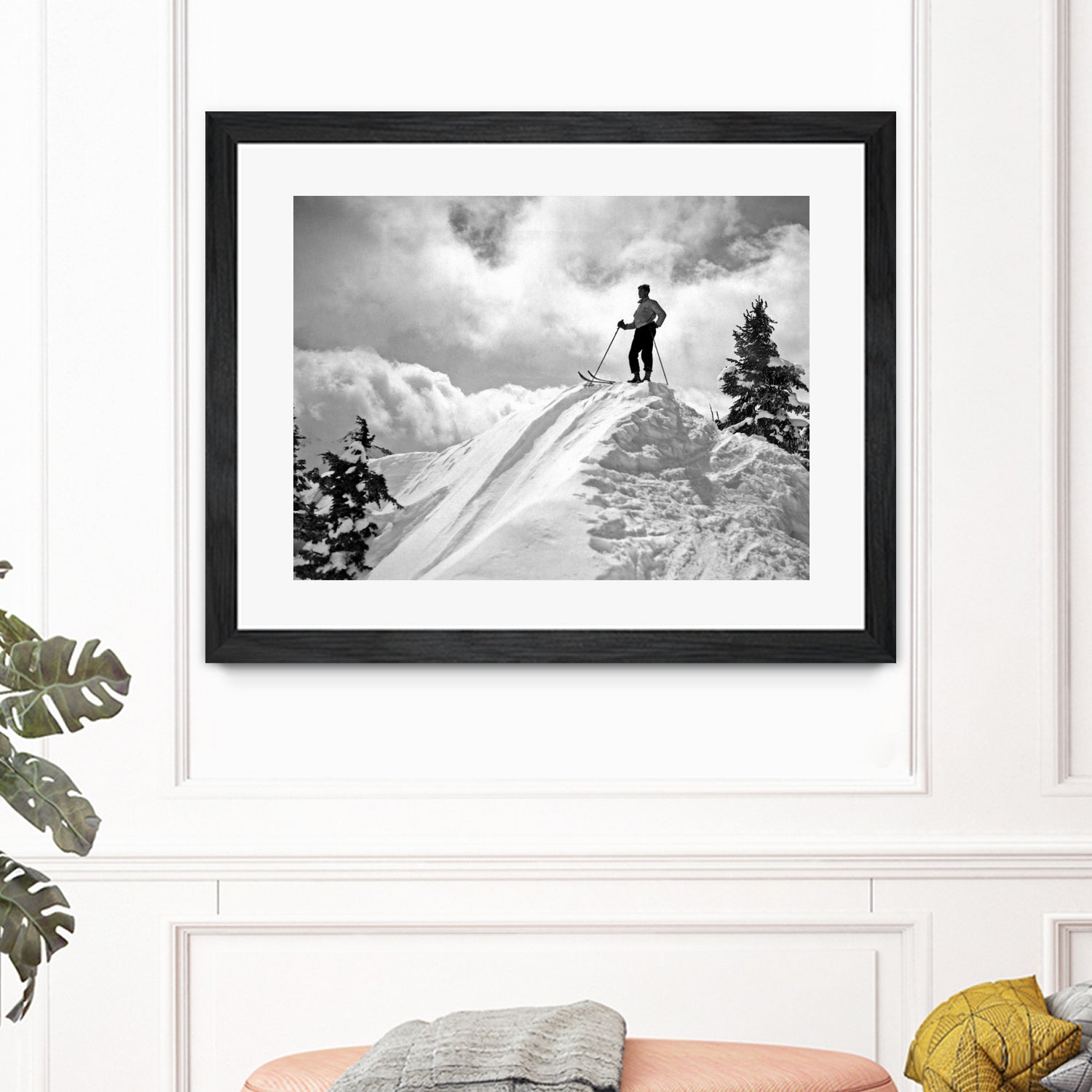 A Skier On Top Of Mount Hood by Bridgman Images on GIANT ART - black and white photography