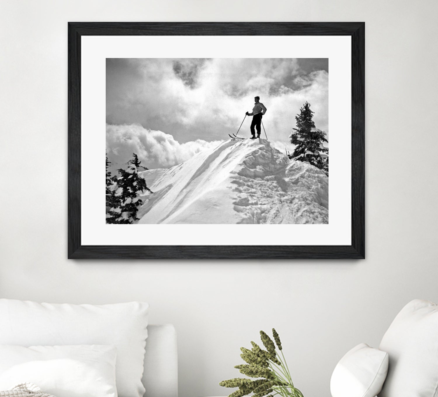 A Skier On Top Of Mount Hood by Bridgman Images on GIANT ART - black and white photography