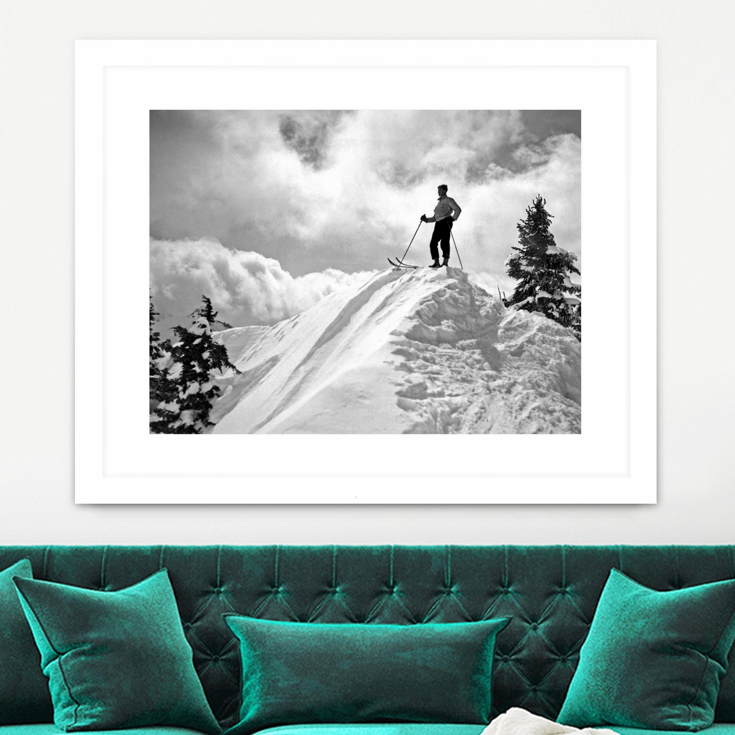 A Skier On Top Of Mount Hood by Bridgman Images on GIANT ART - black and white photography