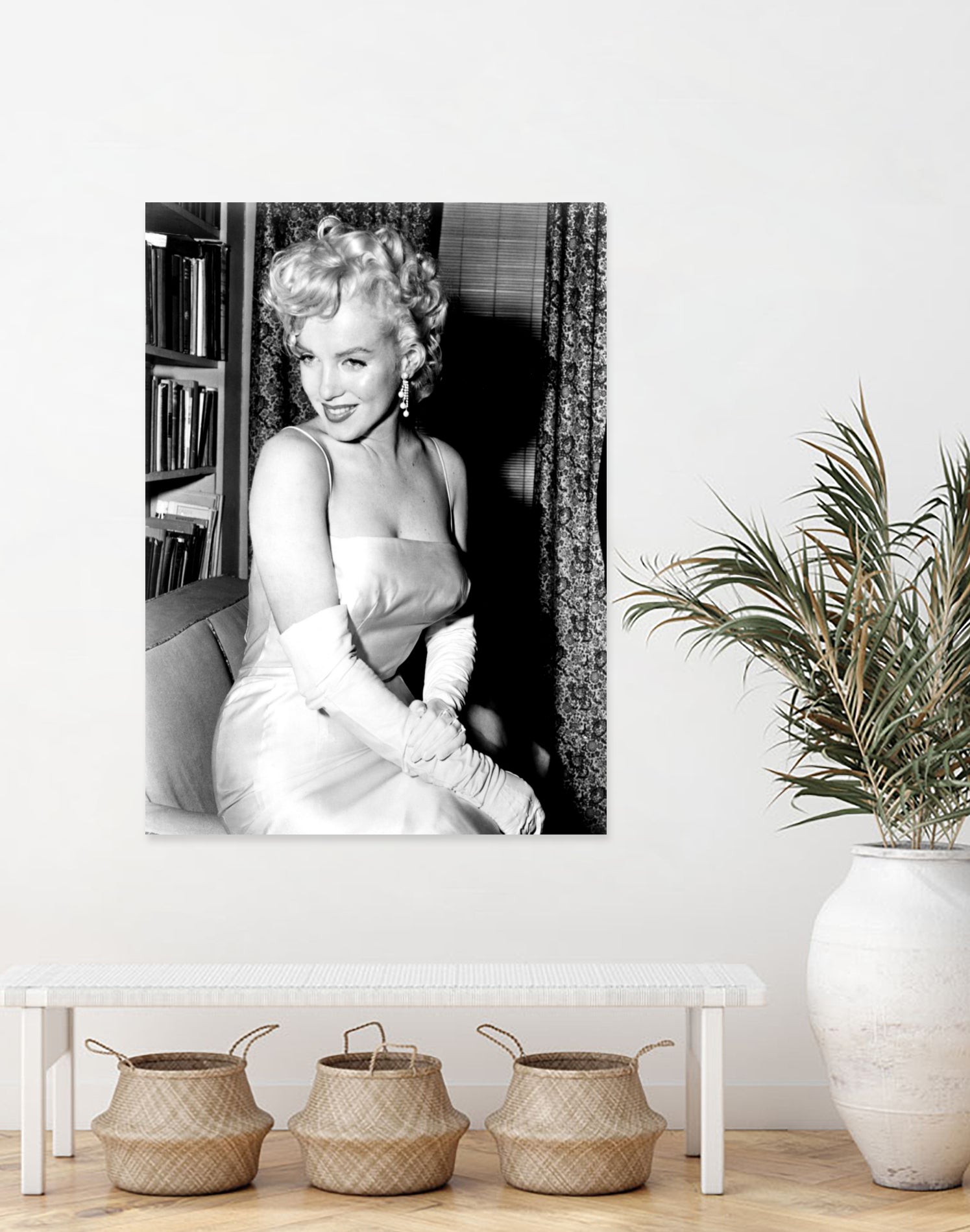 Marilyn Monroe during a party for the birth of the Marilyn Monroe Productions, 1955 by Bridgeman Images on GIANT ART - black and white photography