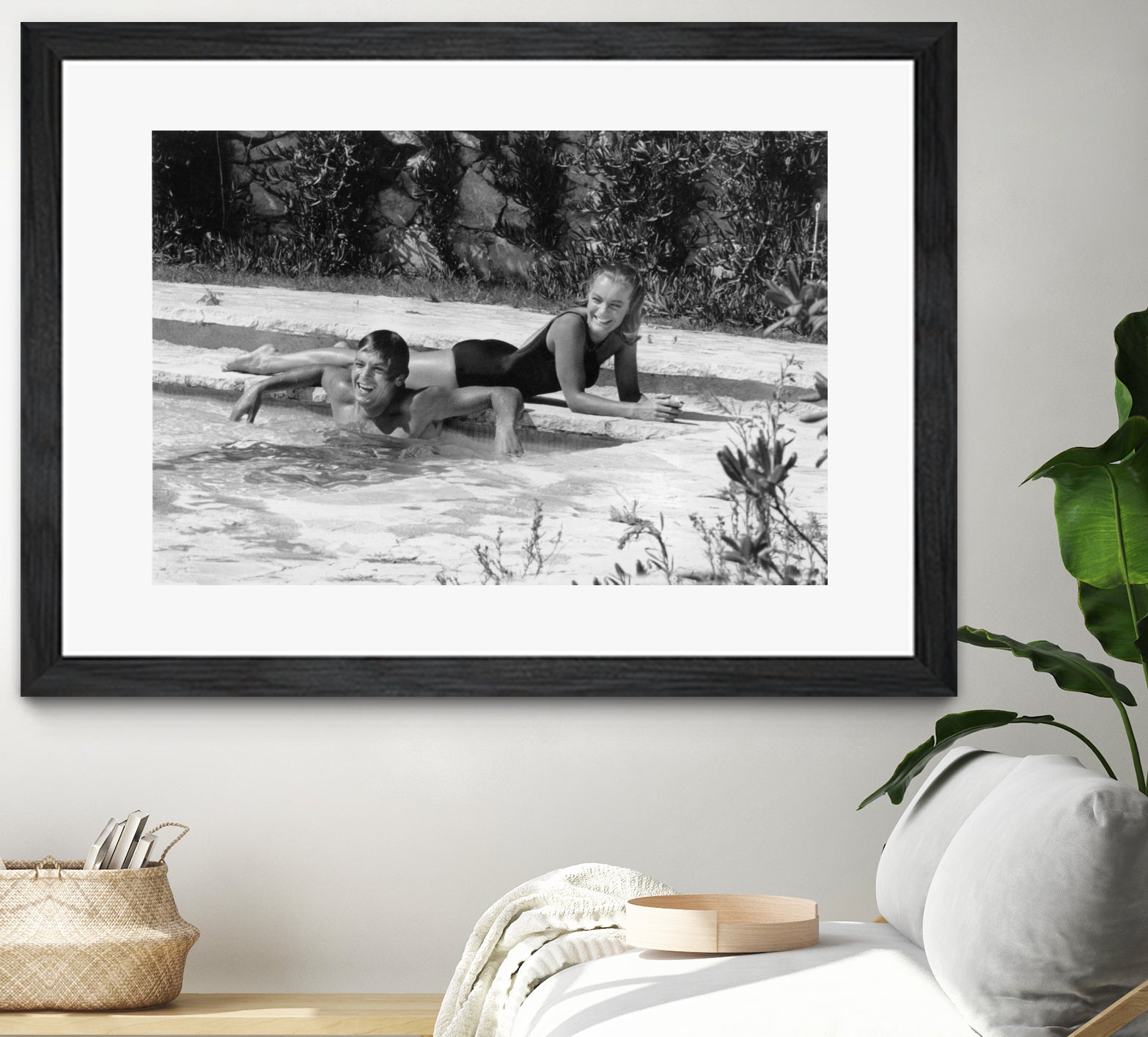 Romy Schneider and Alain Delon on set, 1968 by Bridgeman Images on GIANT ART - black and white photo