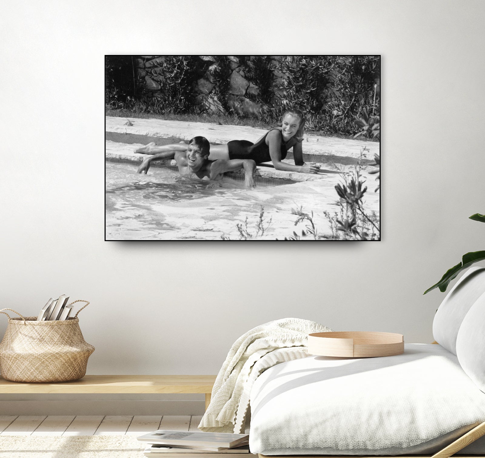 Romy Schneider and Alain Delon on set, 1968 by Bridgeman Images on GIANT ART - black and white photo