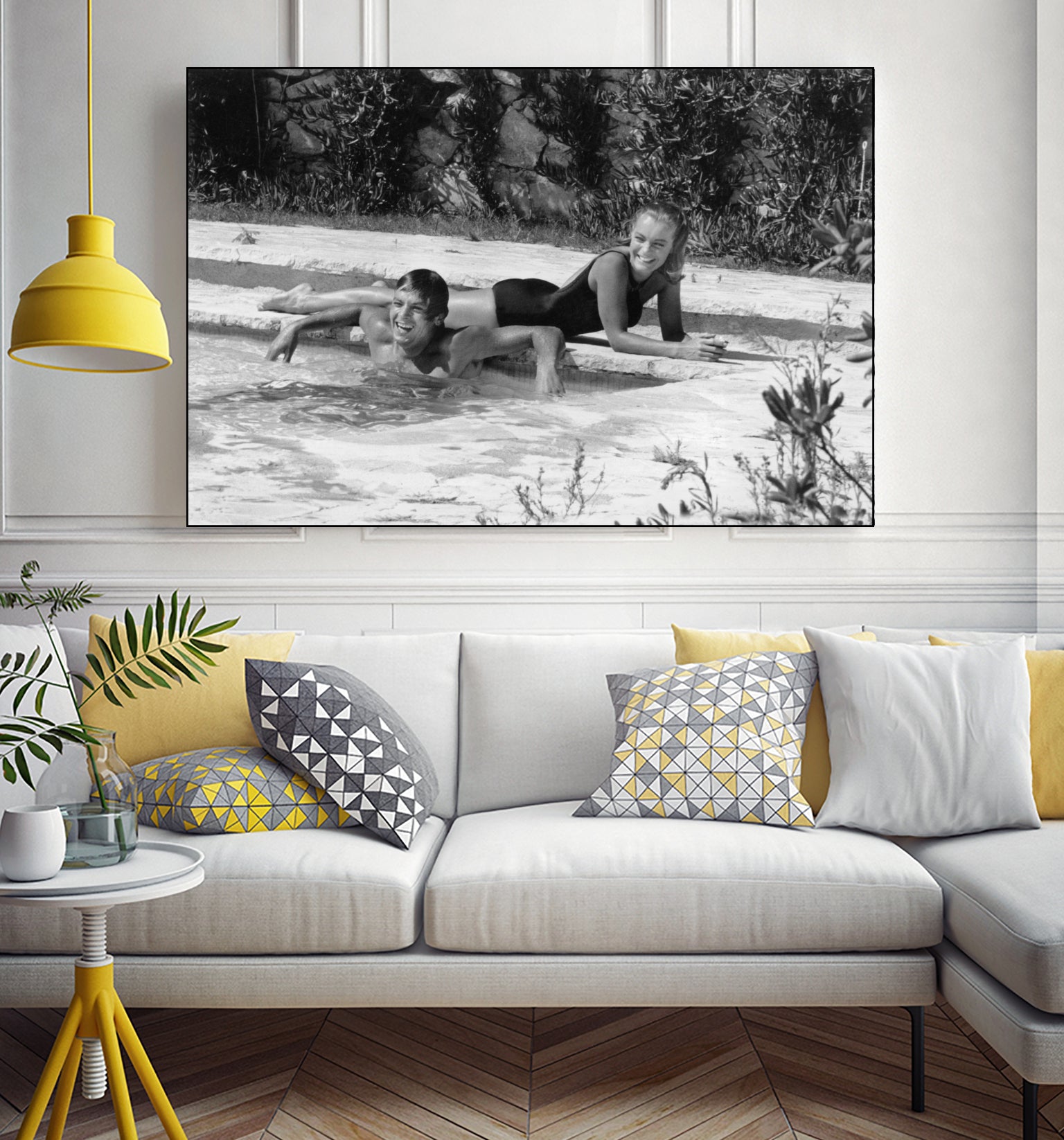 Romy Schneider and Alain Delon on set, 1968 by Bridgeman Images on GIANT ART - black and white photo