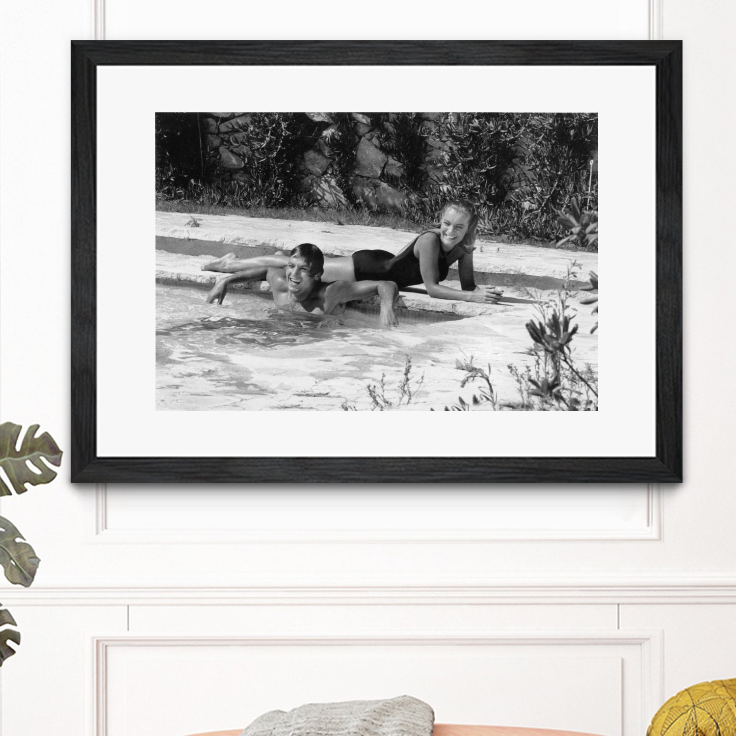 Romy Schneider and Alain Delon on set, 1968 by Bridgeman Images on GIANT ART - black and white photo