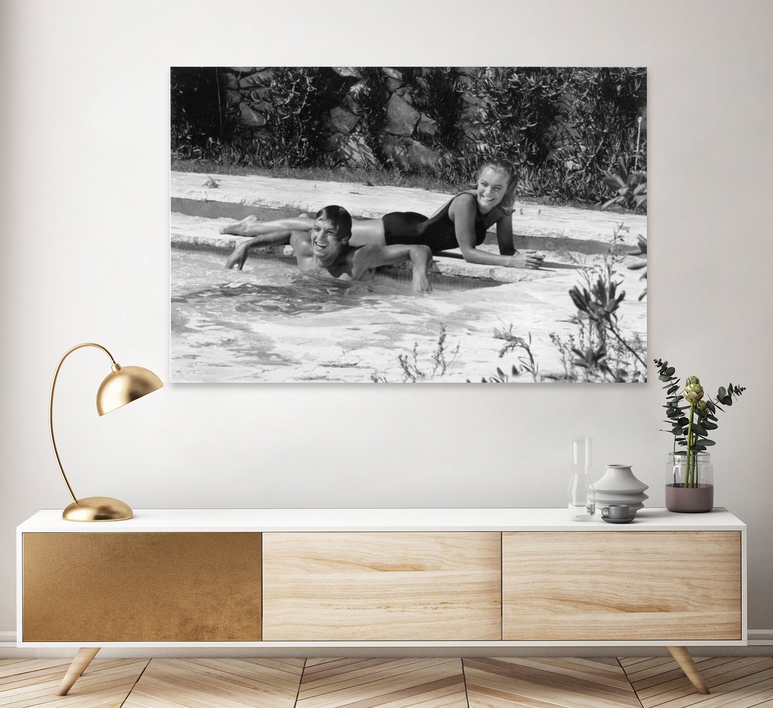 Romy Schneider and Alain Delon on set, 1968 by Bridgeman Images on GIANT ART - black and white photo