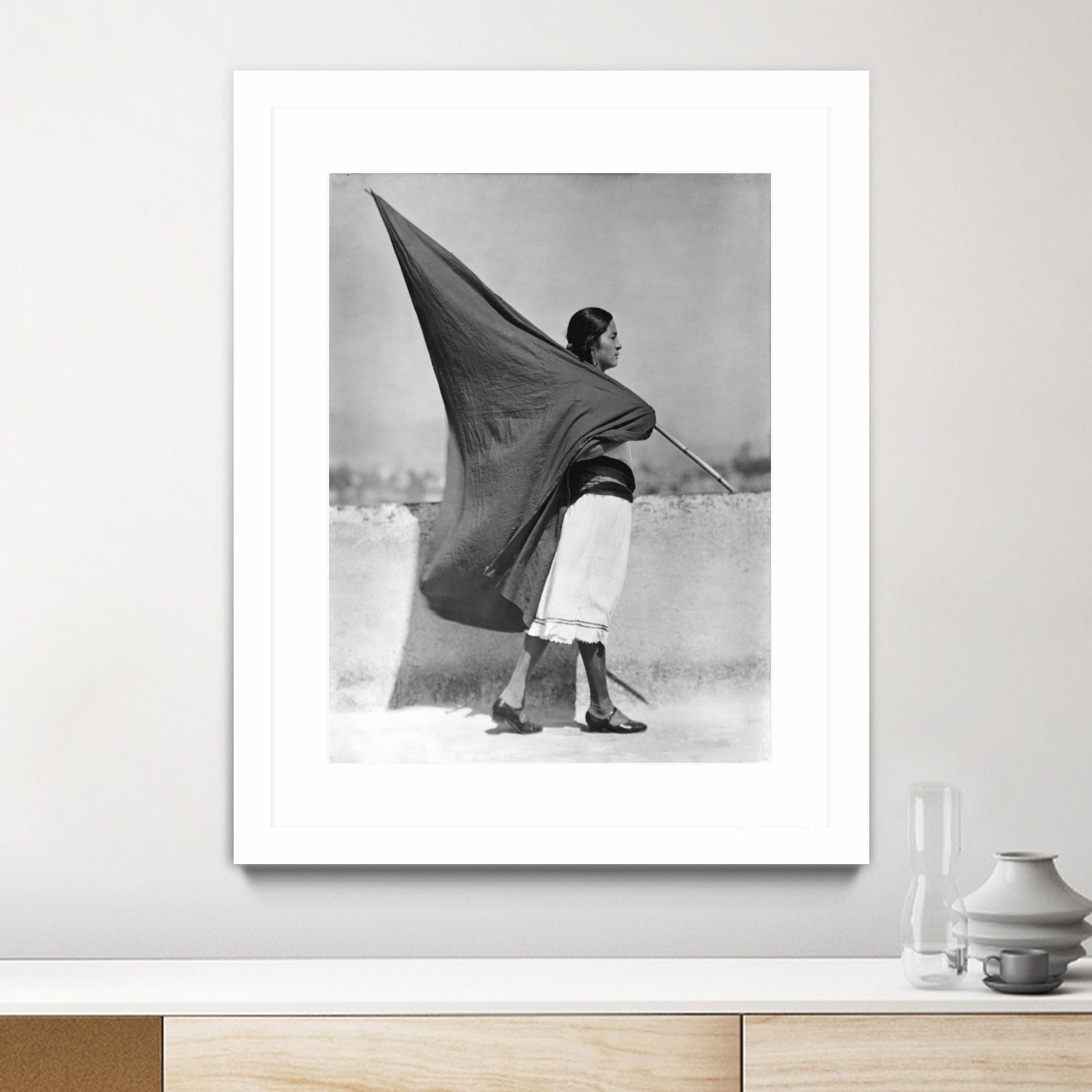 Woman with Flag, Mexico City, 1928 by Bridgeman Images on GIANT ART - black and white photography