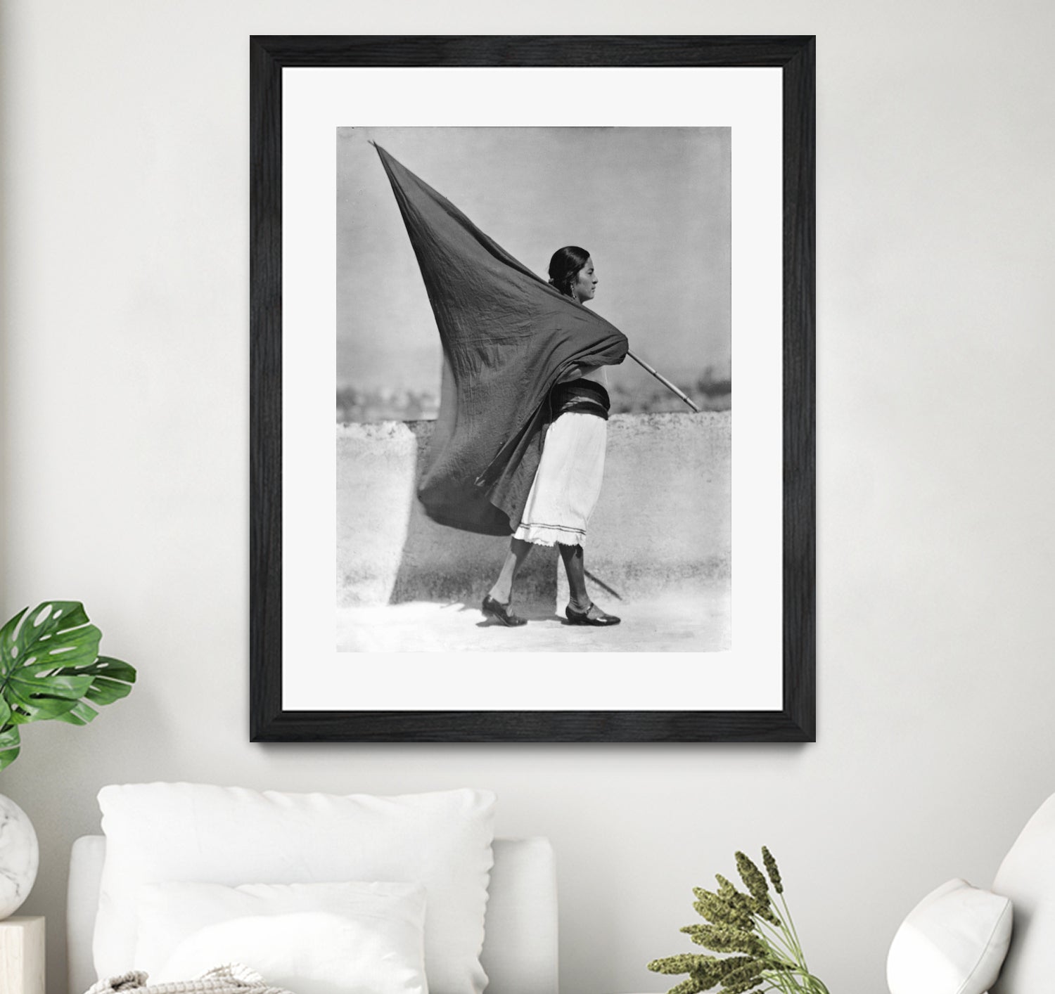 Woman with Flag, Mexico City, 1928 by Bridgeman Images on GIANT ART - black and white photography