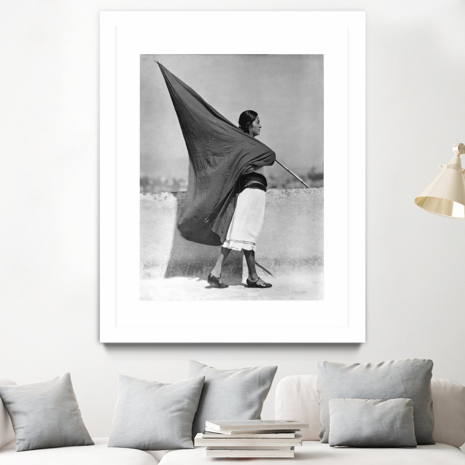 Woman with Flag, Mexico City, 1928 by Bridgeman Images on GIANT ART - black and white photography