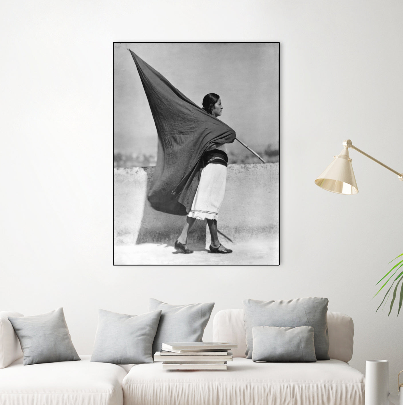 Woman with Flag, Mexico City, 1928 by Bridgeman Images on GIANT ART - black and white photography