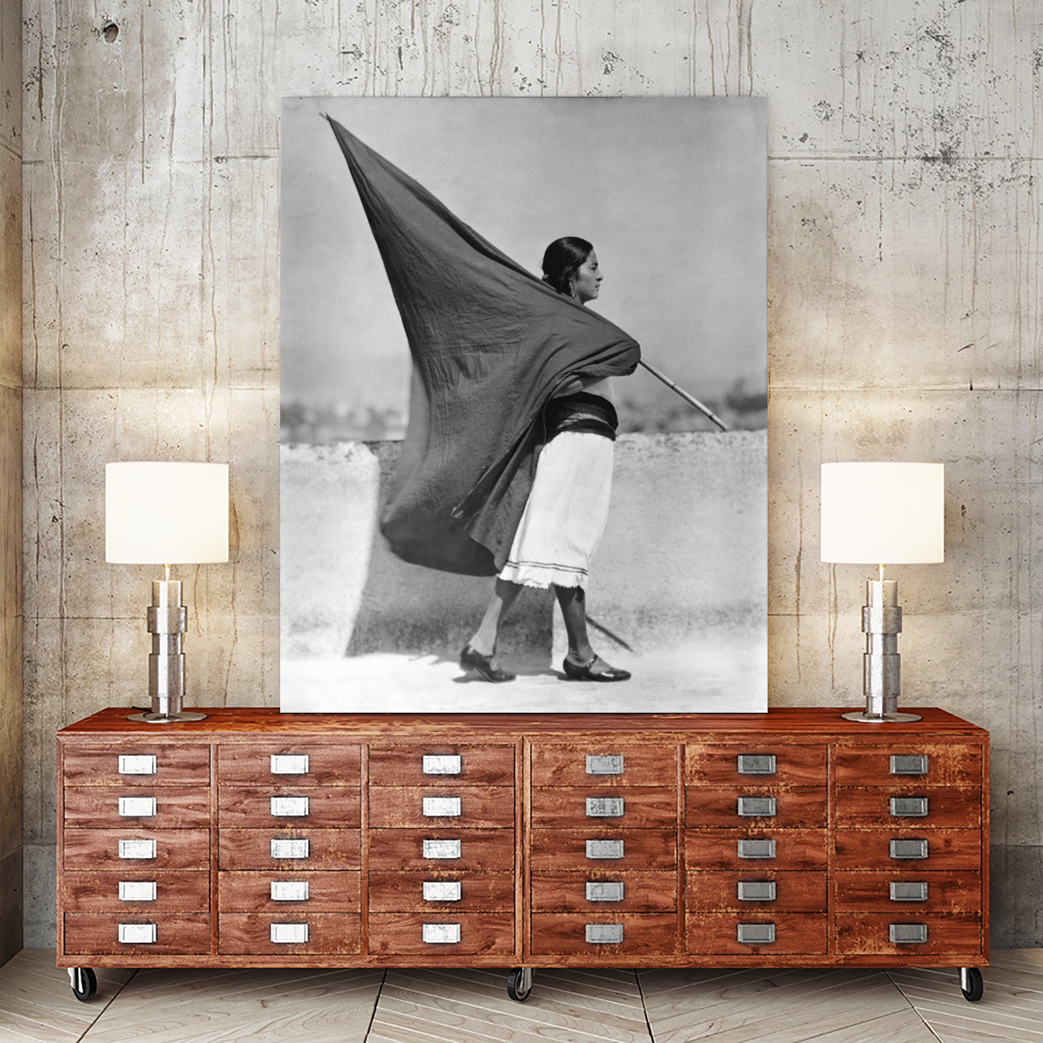 Woman with Flag, Mexico City, 1928 by Bridgeman Images on GIANT ART - black and white photography