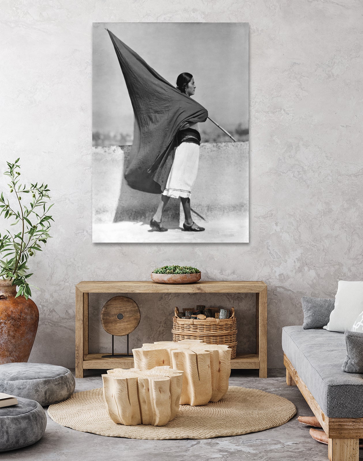 Woman with Flag, Mexico City, 1928 by Bridgeman Images on GIANT ART - black and white photography