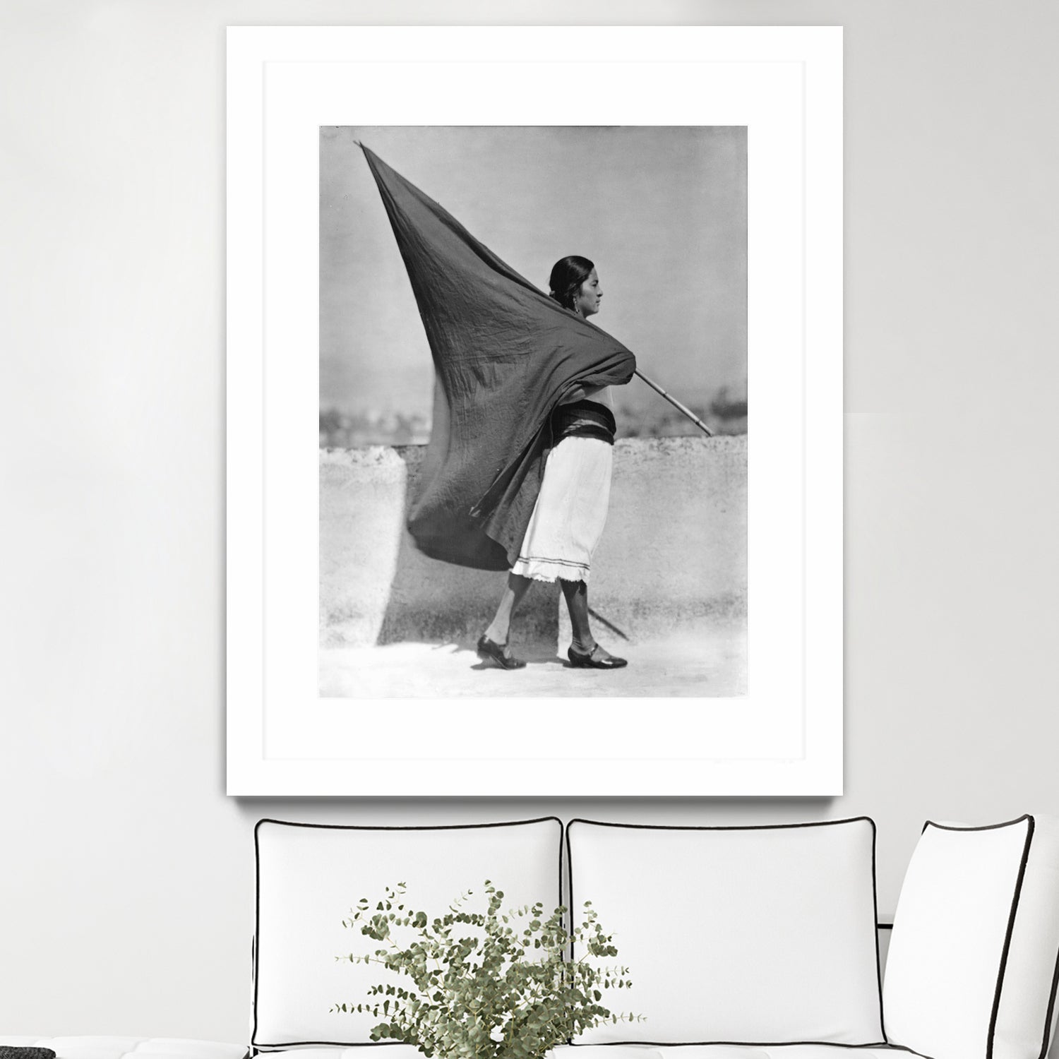 Woman with Flag, Mexico City, 1928 by Bridgeman Images on GIANT ART - black and white photography