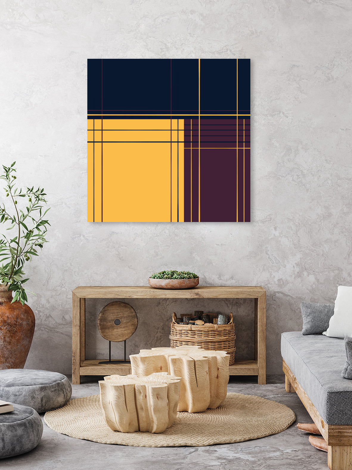 Abstract graphic I Dark blue Purple Yellow by Blerta Karahoda on GIANT ART - yellow digital drawing