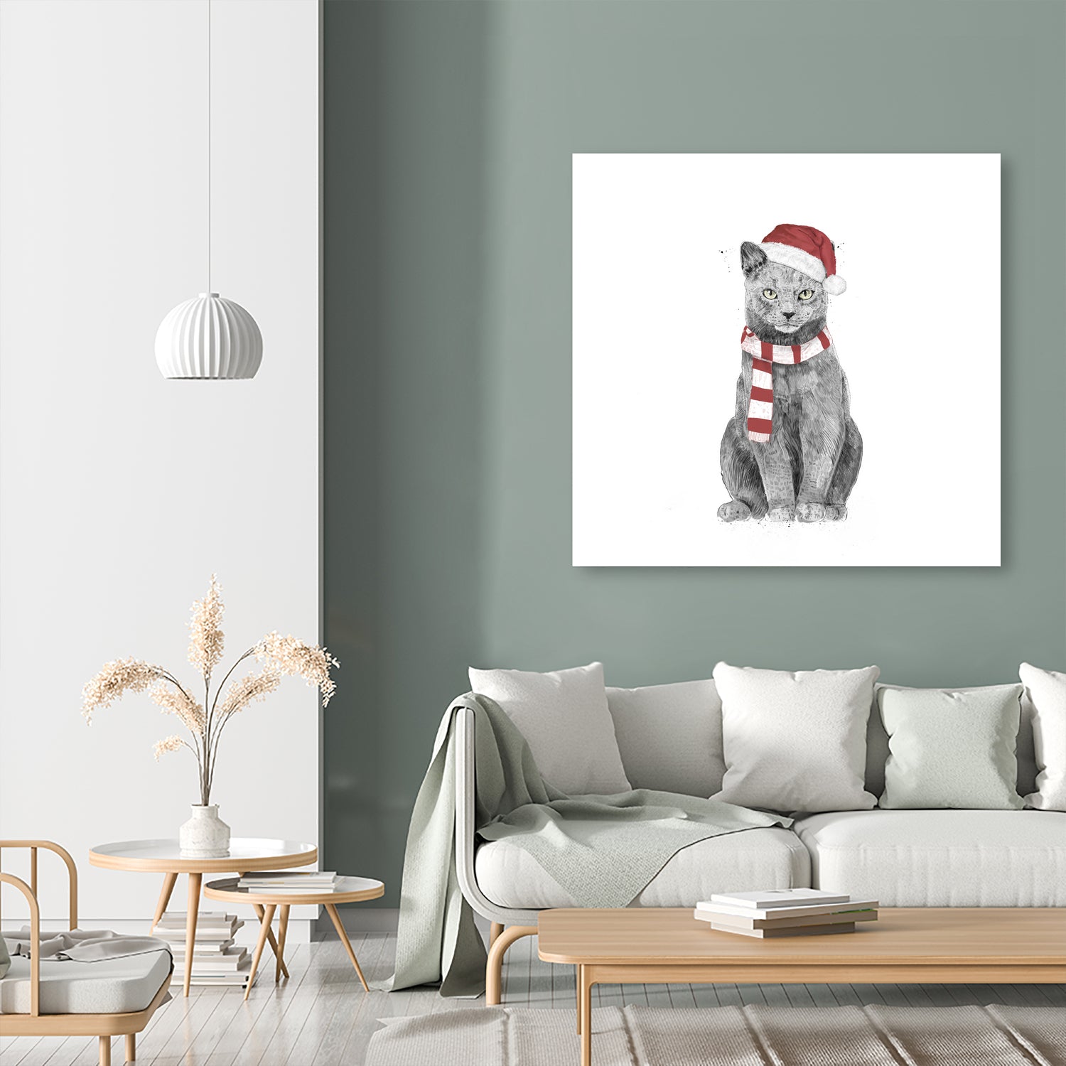 Xmas cat by Solti Balázs on GIANT ART - white digital drawing