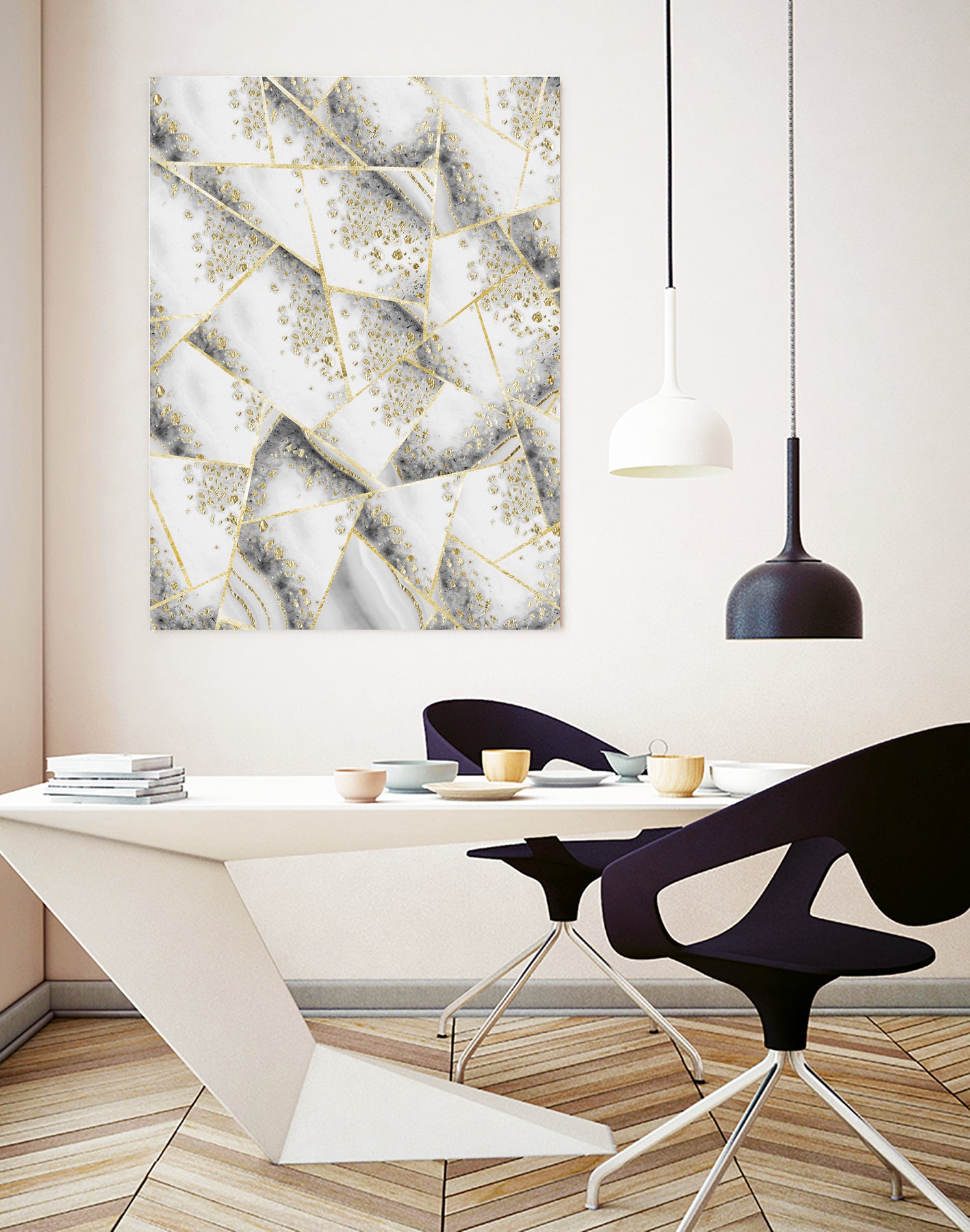 White Agate Gold Geometric Glam #1 #geo #gem #decor #art by Anita & Bella Jantz on GIANT ART - gray vector illustration