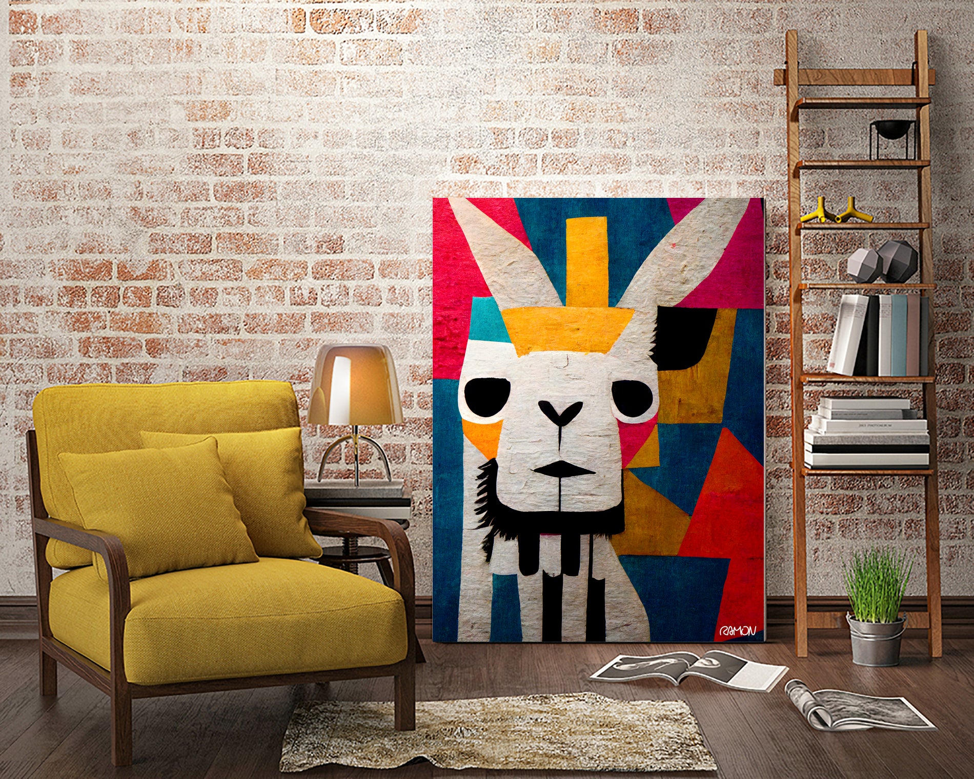 Abstract Art Alpaca by Ramon Souza on GIANT ART - white digital painting
