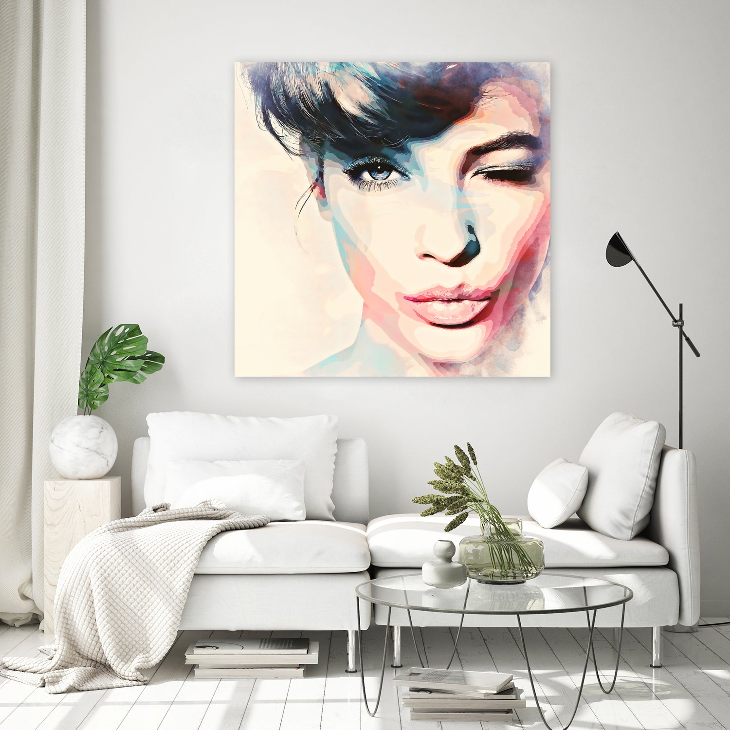 wink - painting watercolor by CADET Pierre on GIANT ART - blue digital painting