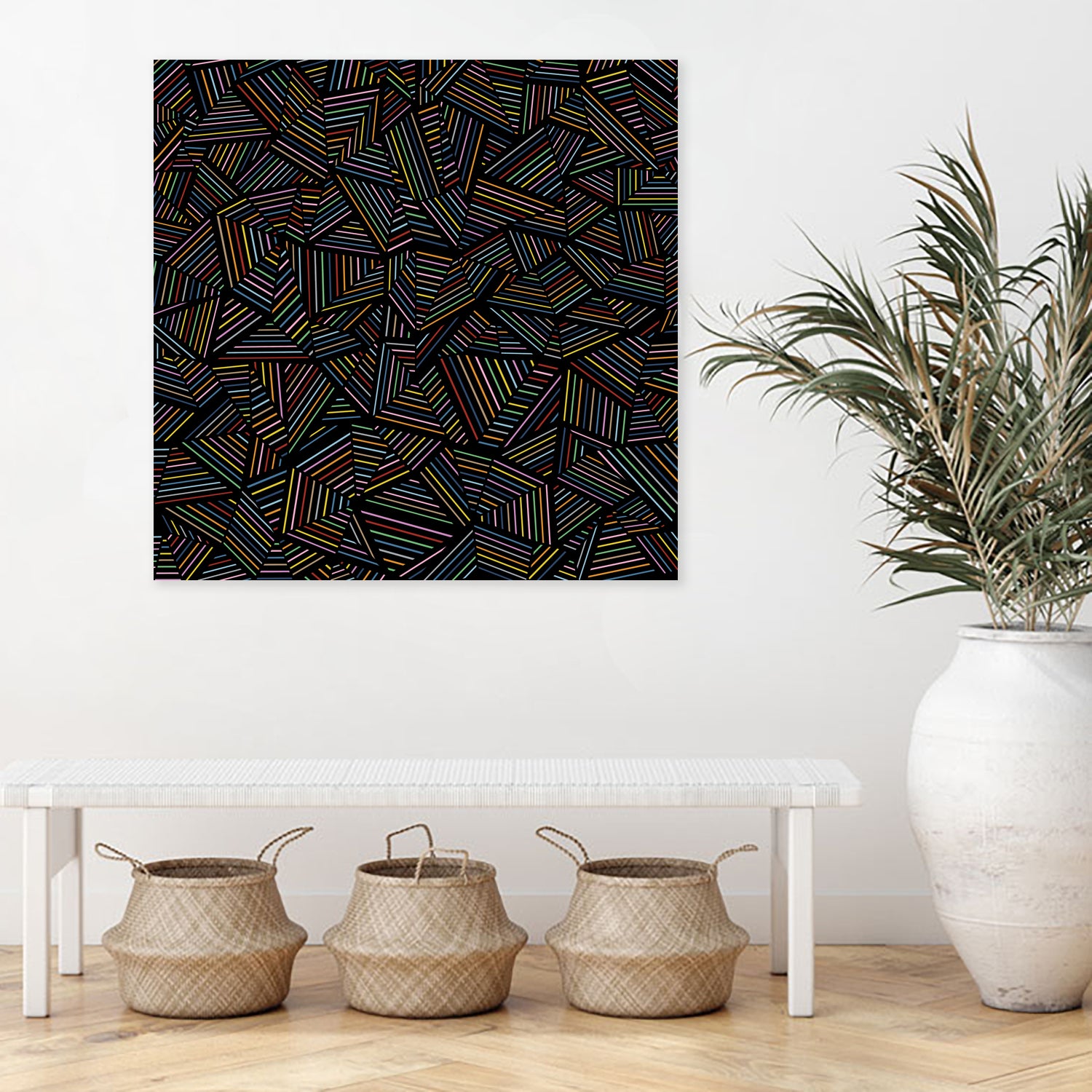 Ab Linear Rainbow B by Emeline Tate-Robertson on GIANT ART - black digital painting