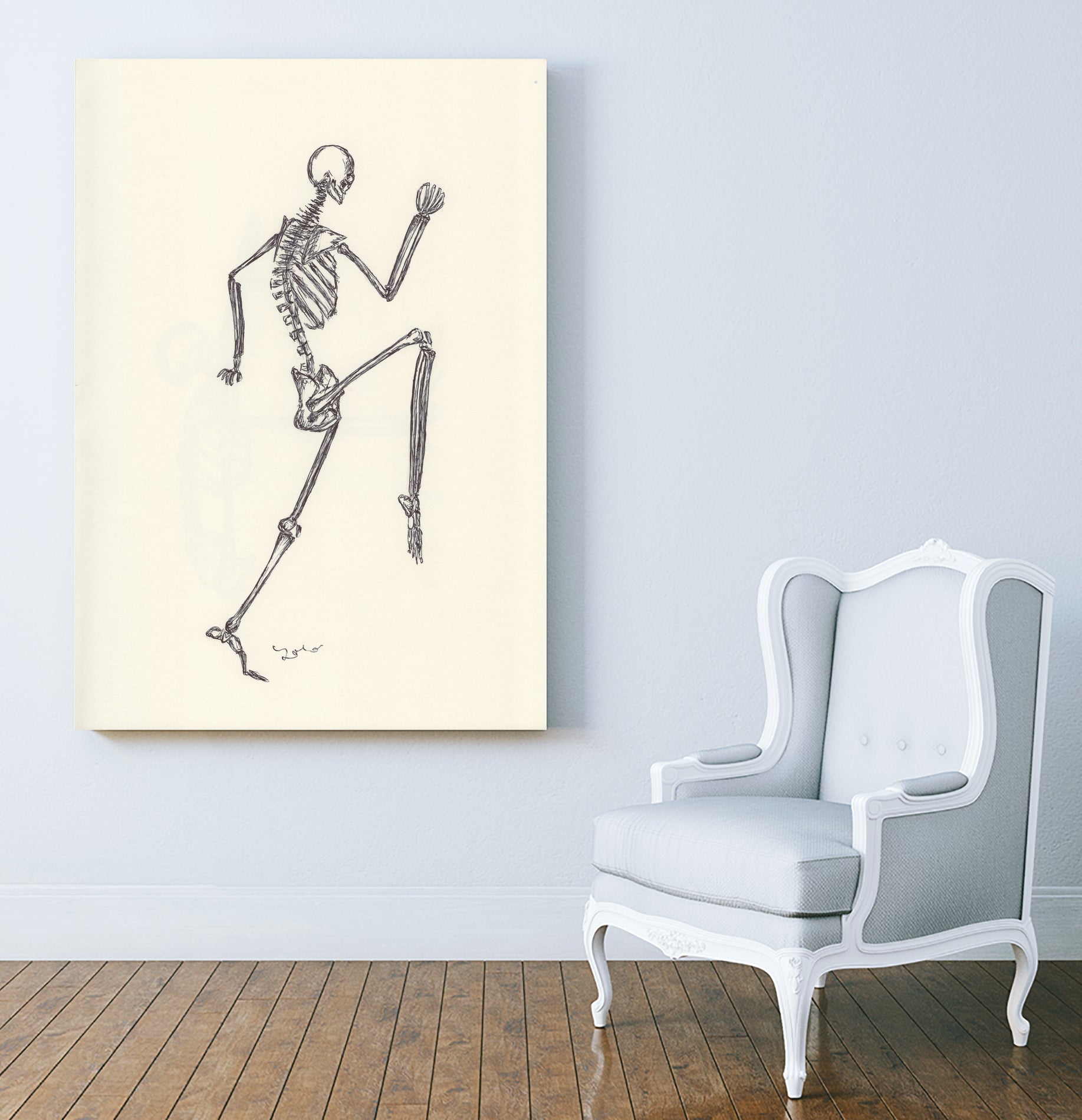 YOGA SKULLS003 by Ballpointpen Illustrator on GIANT ART - white mixed media