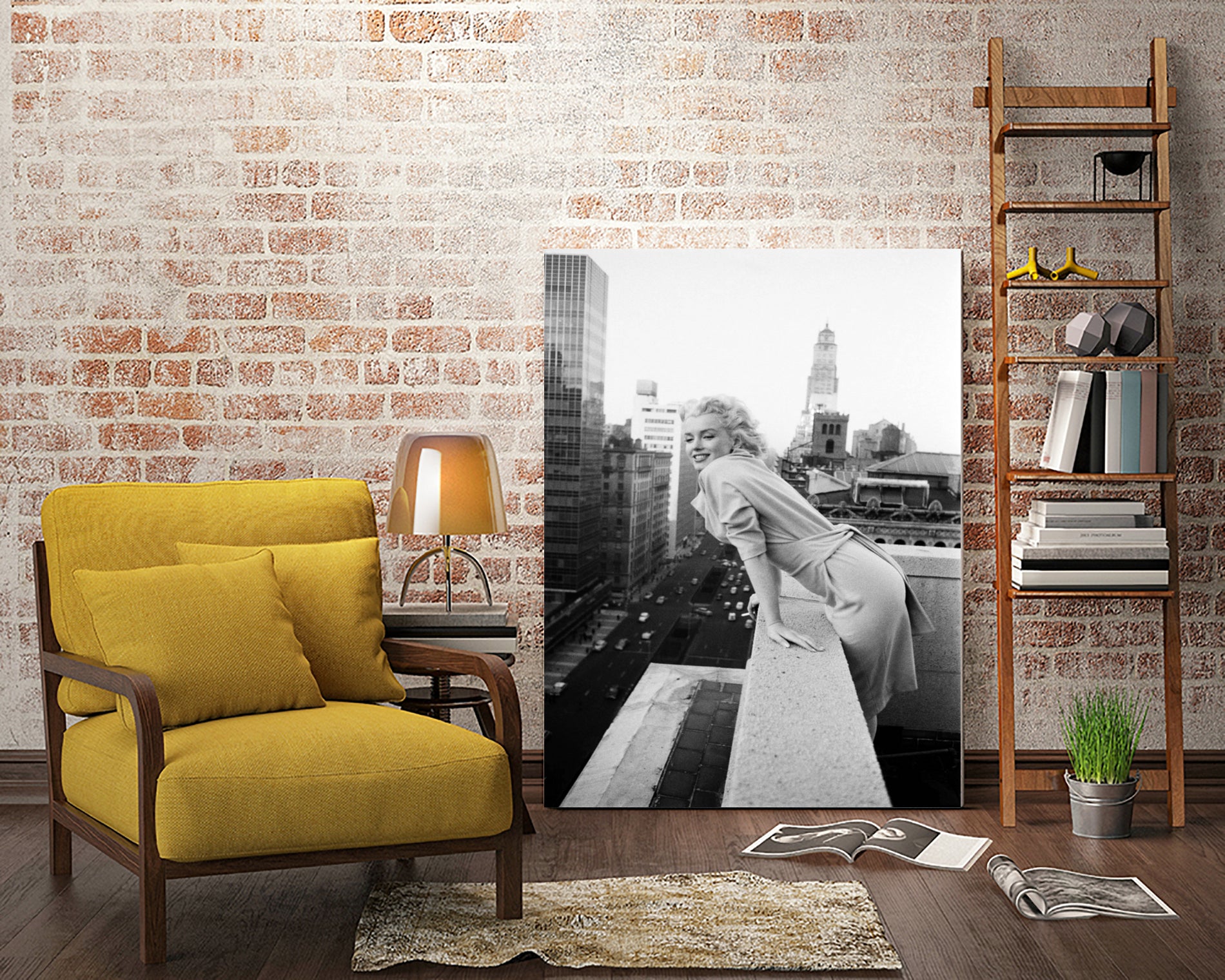 Marilyn on balcony by M studio on GIANT ART - black and white photography