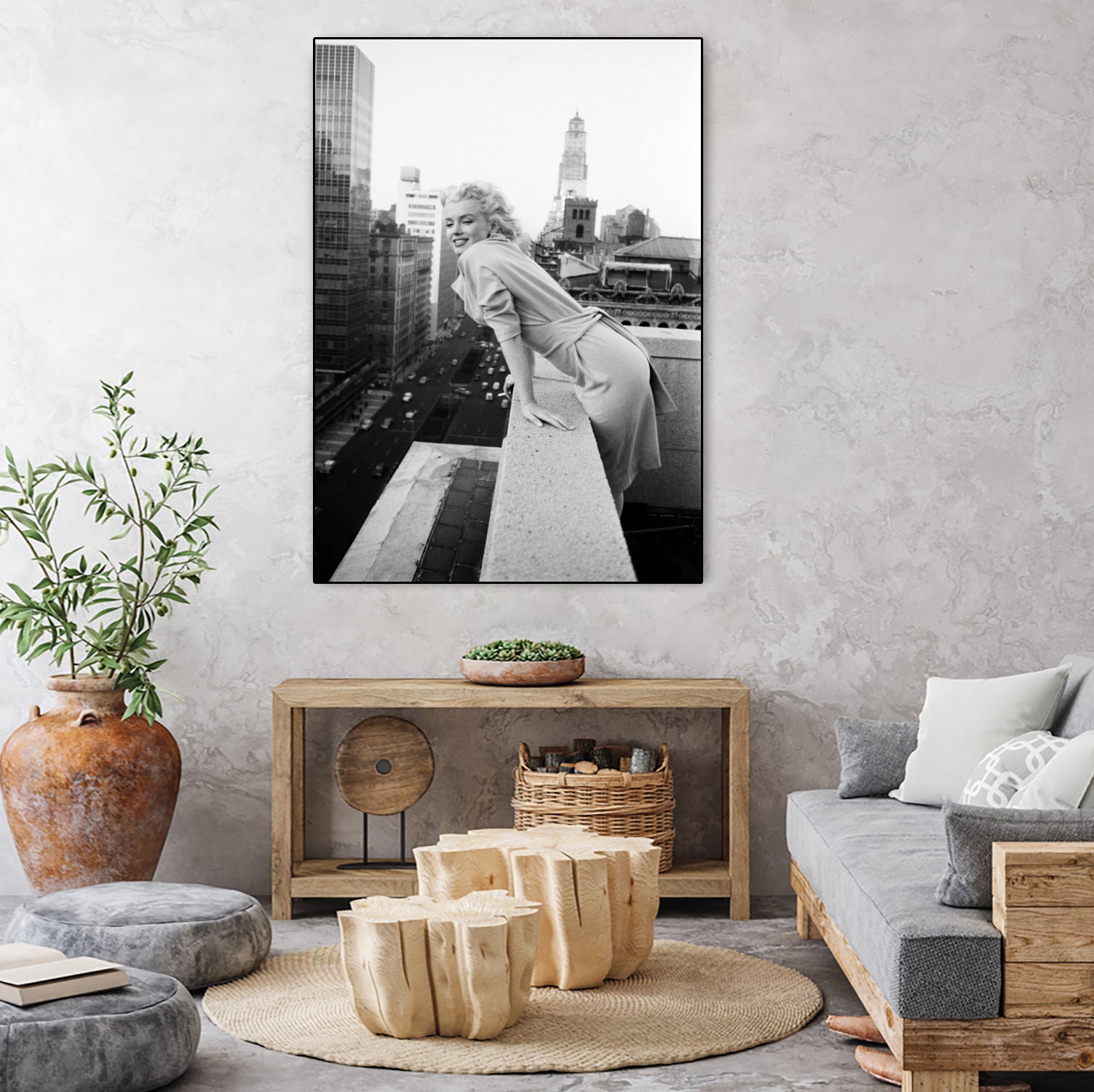 Marilyn on balcony by M studio on GIANT ART - black and white photography
