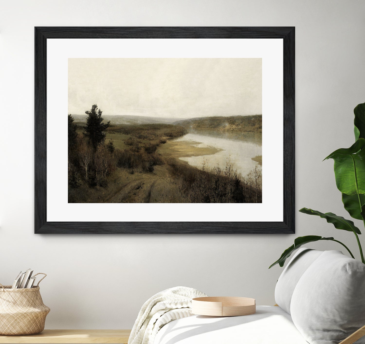 View On The Lake by M Studio on GIANT ART - green landscape framed canvas