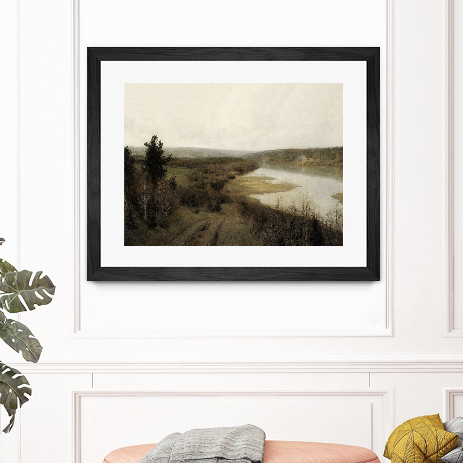 View On The Lake by M Studio on GIANT ART - green landscape framed canvas