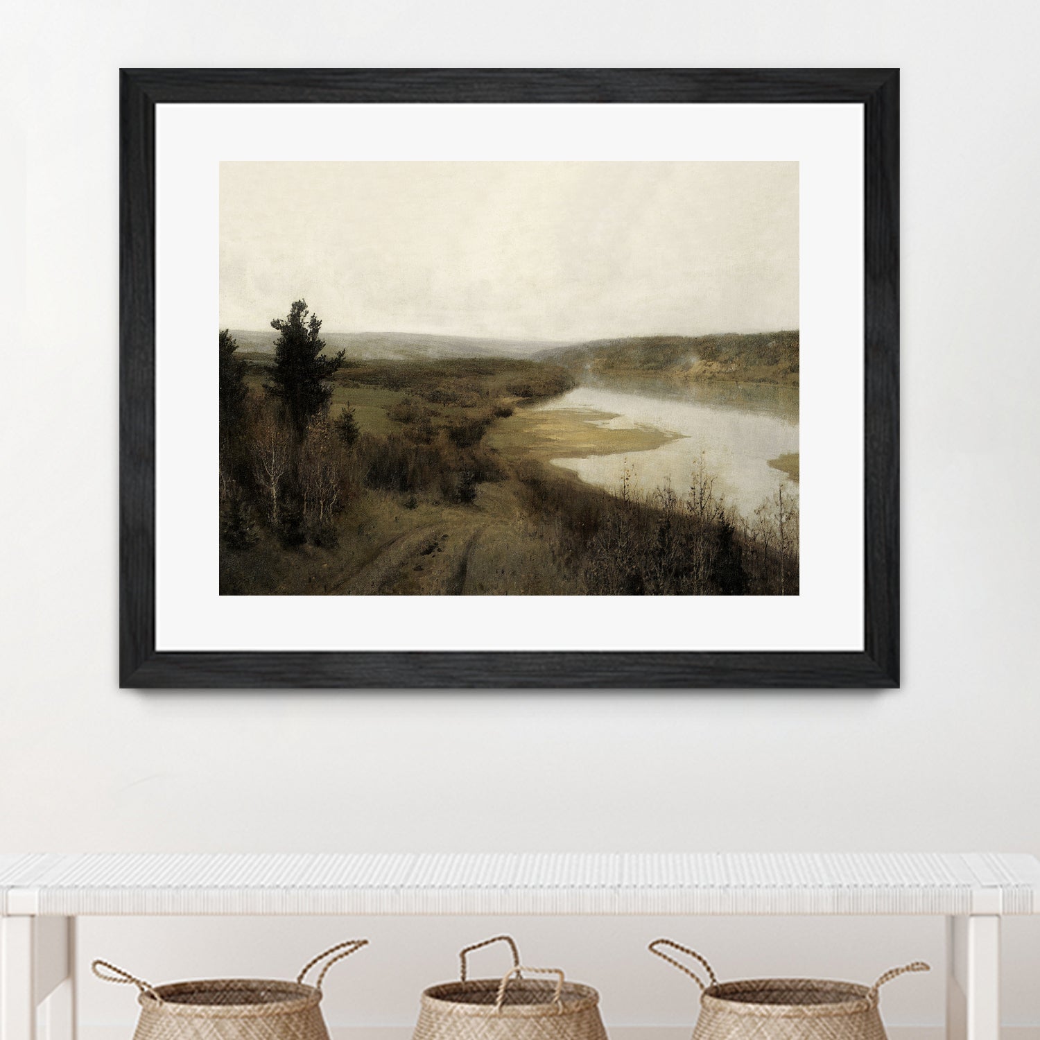 View On The Lake by M Studio on GIANT ART - green landscape framed canvas