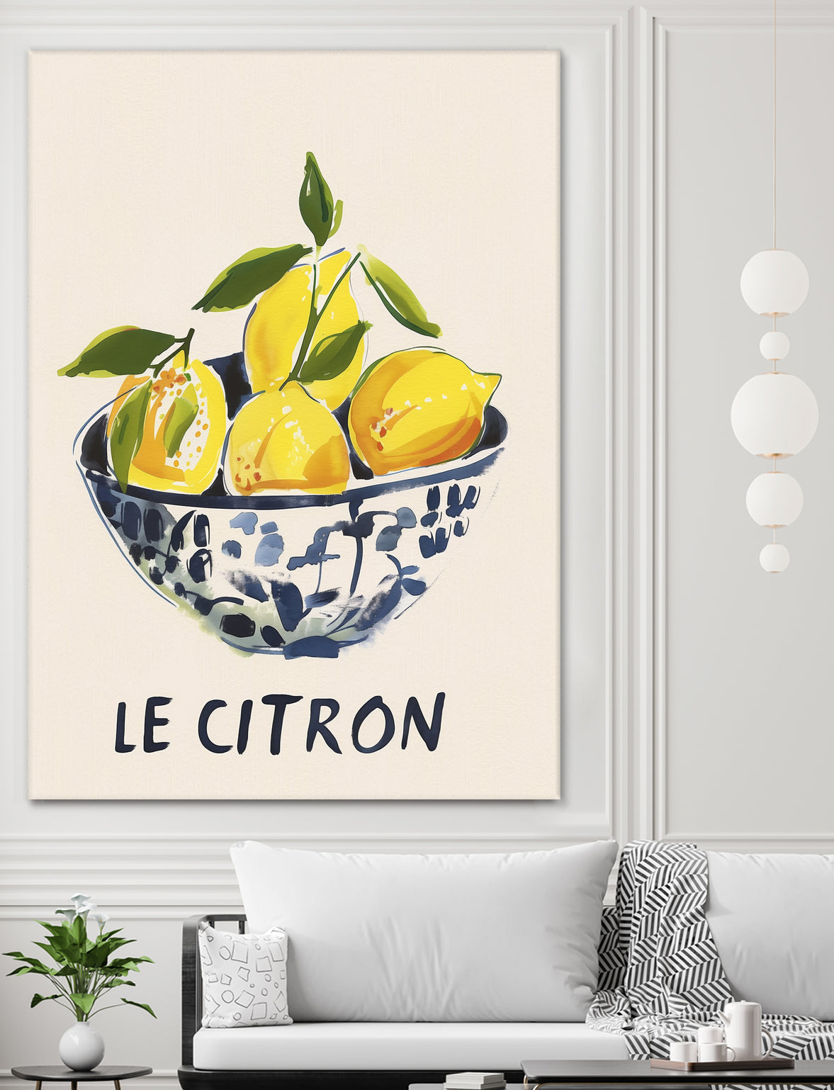 Le Citron by M Studio on GIANT ART - blue figurative canvas frame