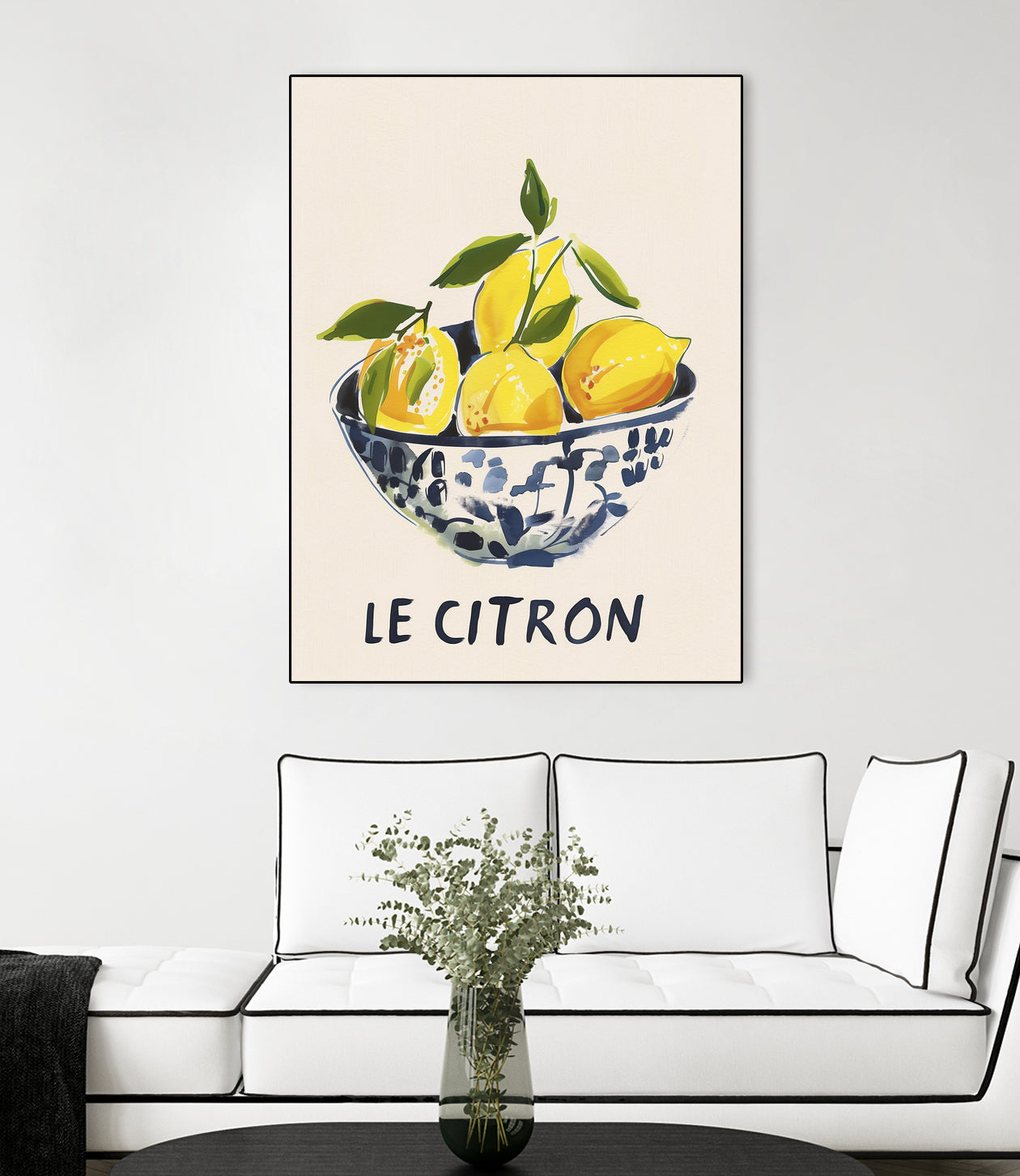 Le Citron by M Studio on GIANT ART - blue figurative canvas frame