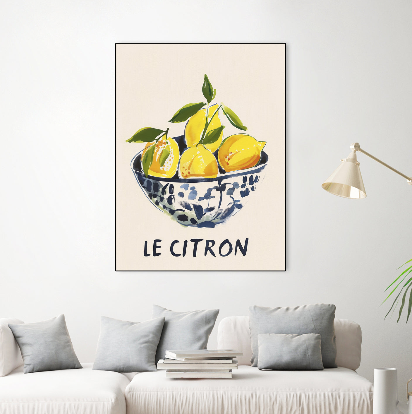 Le Citron by M Studio on GIANT ART - blue figurative canvas frame