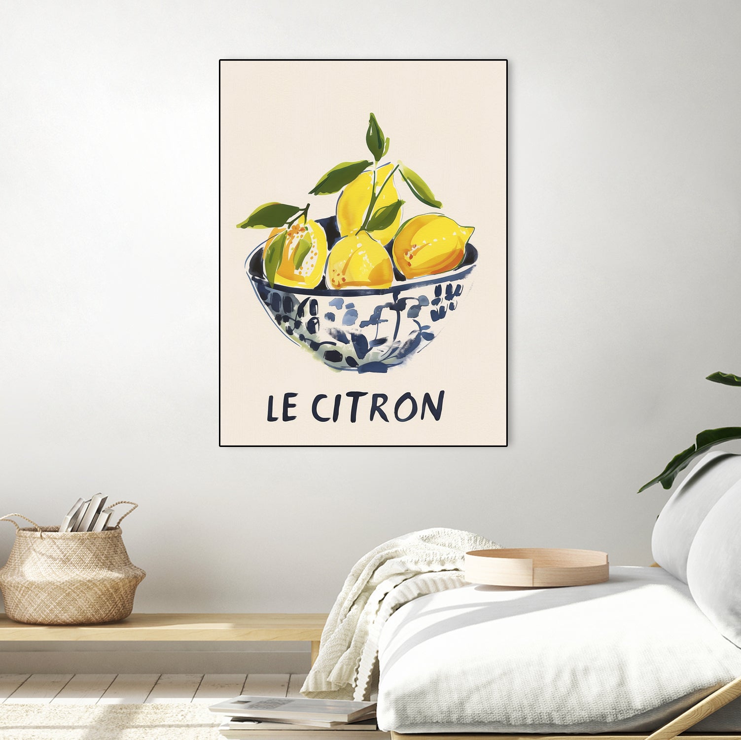 Le Citron by M Studio on GIANT ART - blue figurative canvas frame