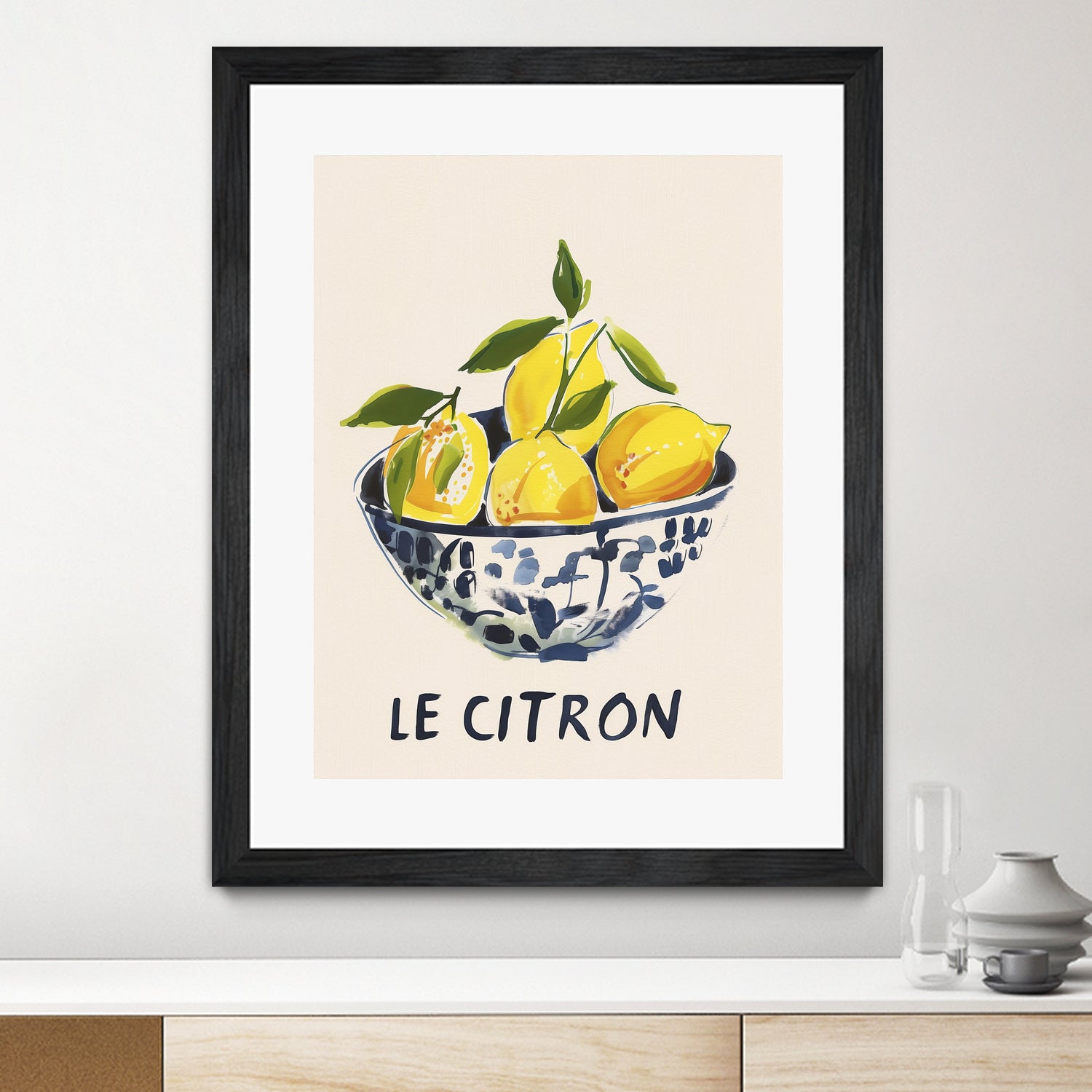 Le Citron by M Studio on GIANT ART - blue figurative canvas frame