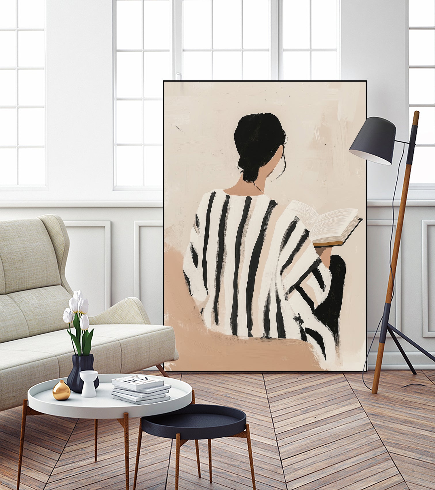 women reading by Mstudio on GIANT ART - beige figurative