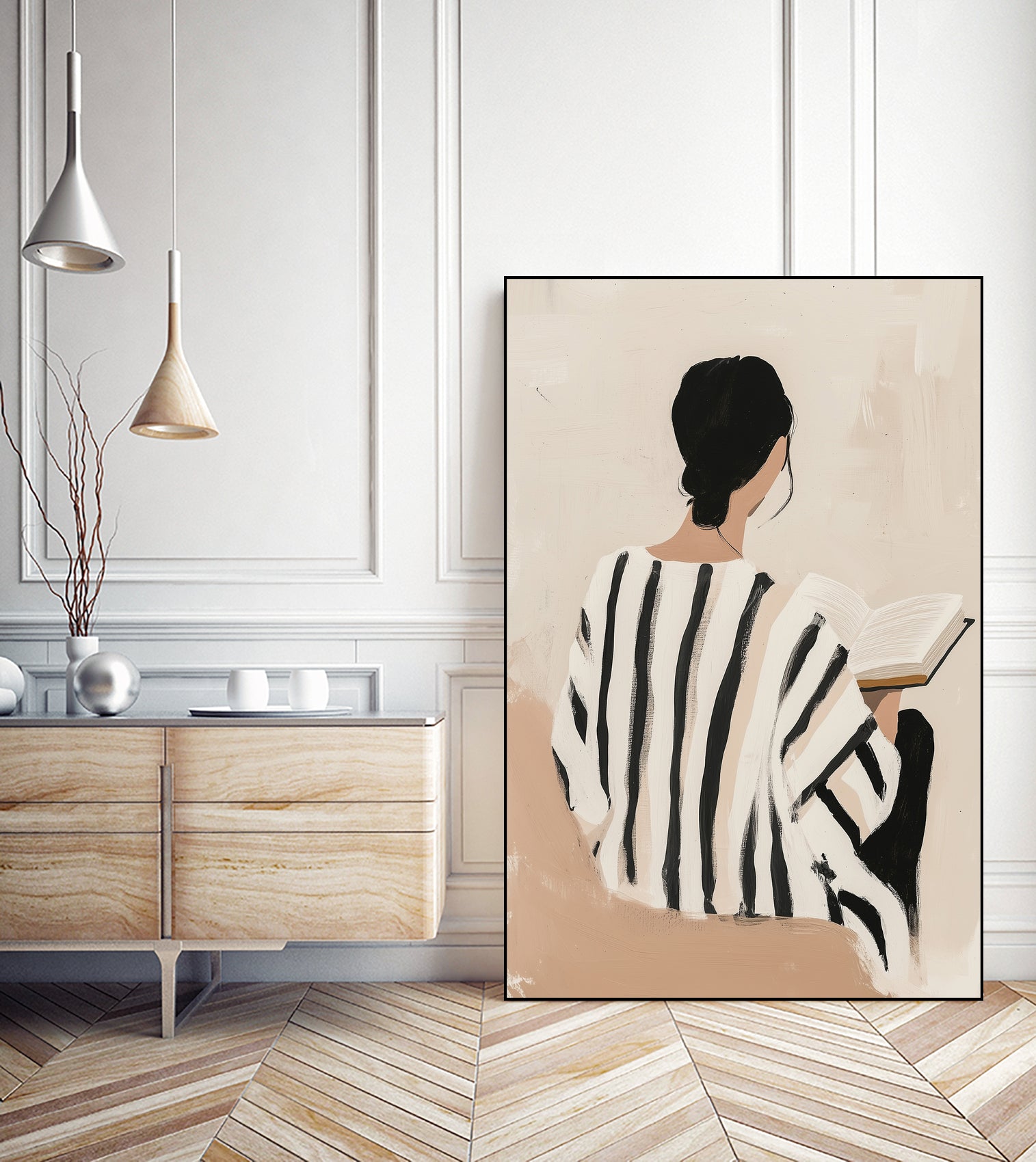 women reading by Mstudio on GIANT ART - beige figurative