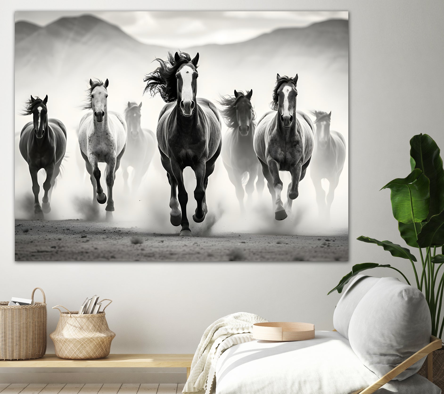Run by M Studio on GIANT ART - white black and white horse