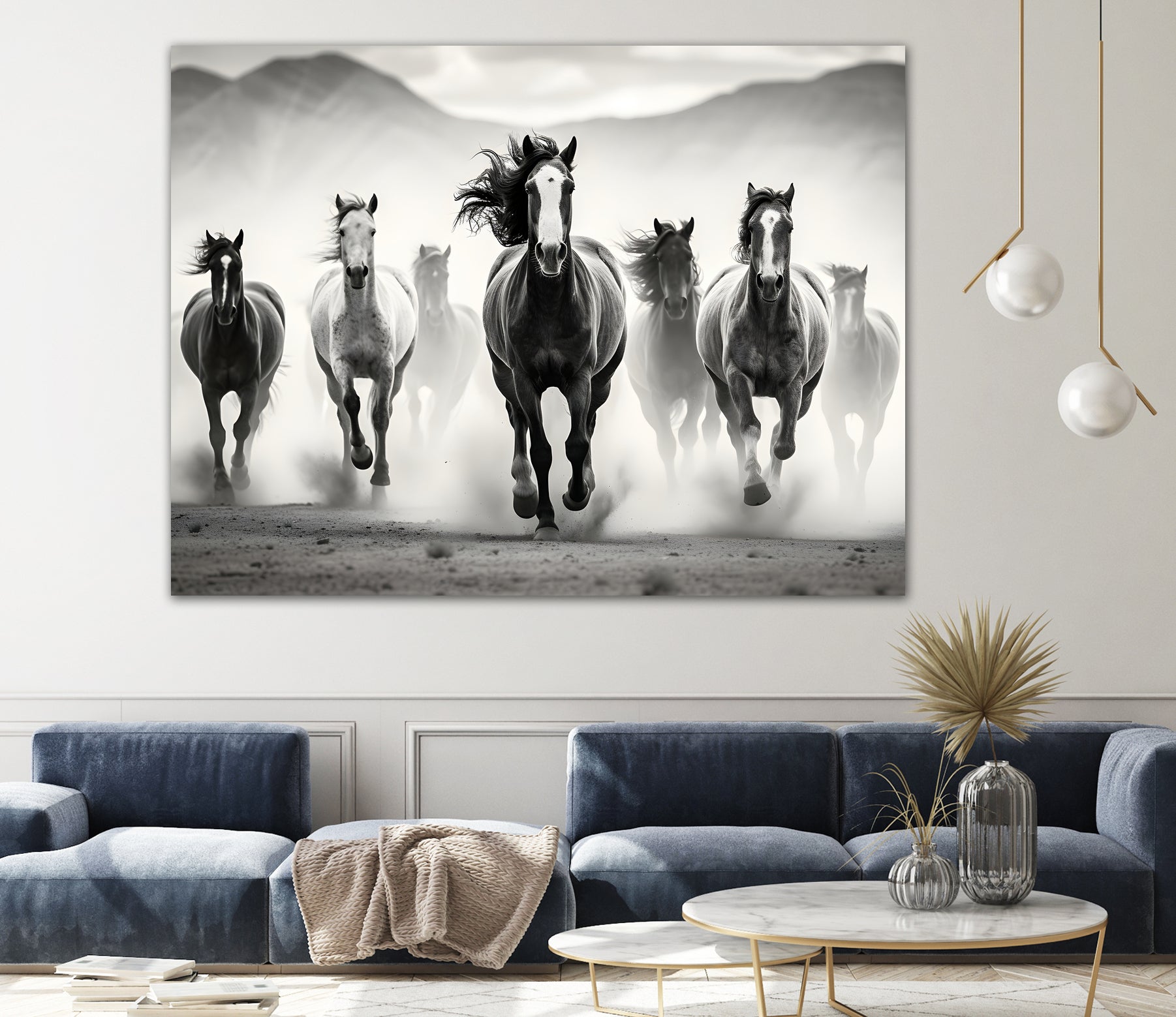 Run by M Studio on GIANT ART - white black and white horse