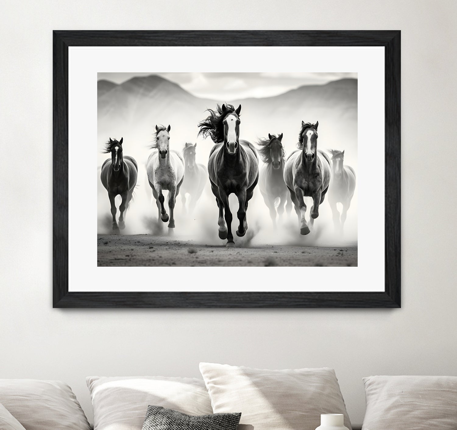 Run by M Studio on GIANT ART - white black and white horse