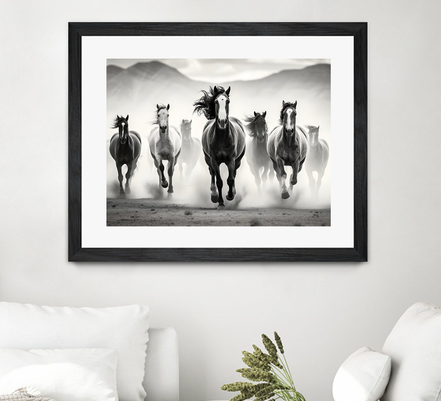 Run by M Studio on GIANT ART - white black and white horse