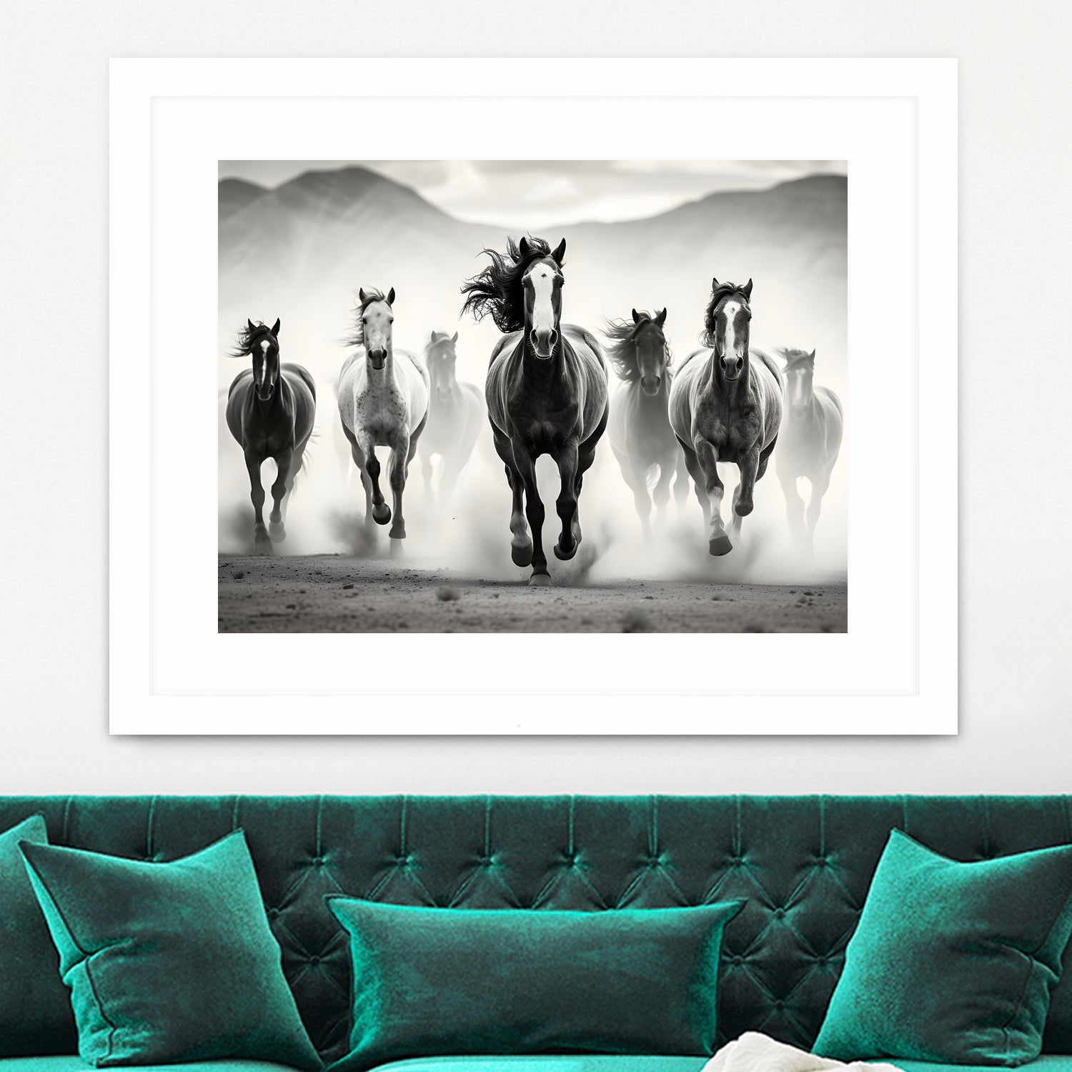 Run by M Studio on GIANT ART - white black and white horse