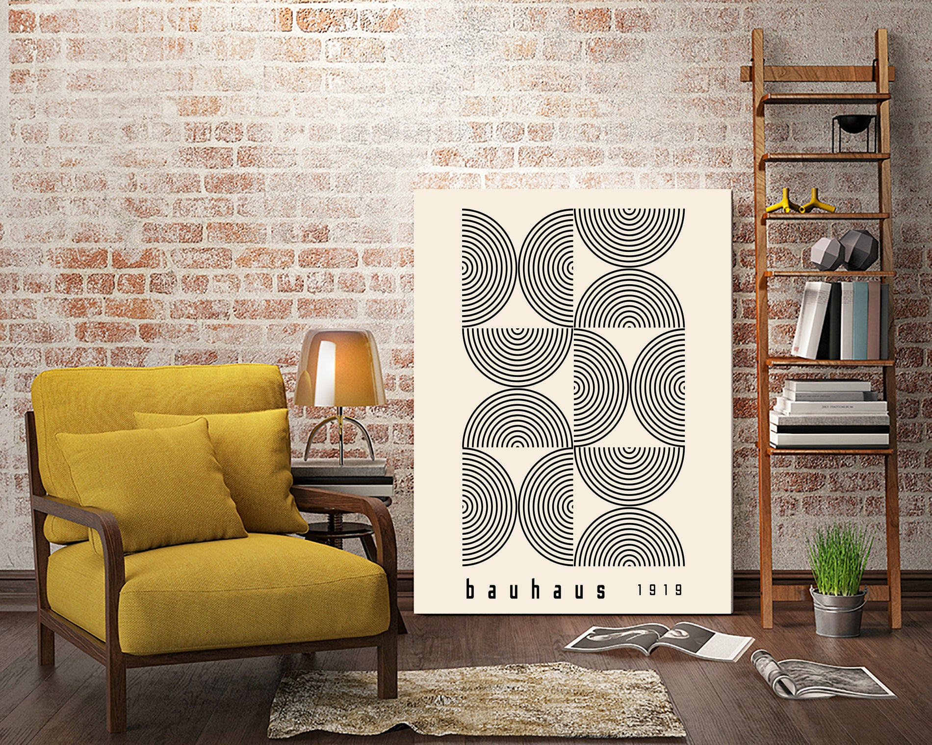 Bauhaus 1919 by M studio on GIANT ART - beige abstact framed canvas