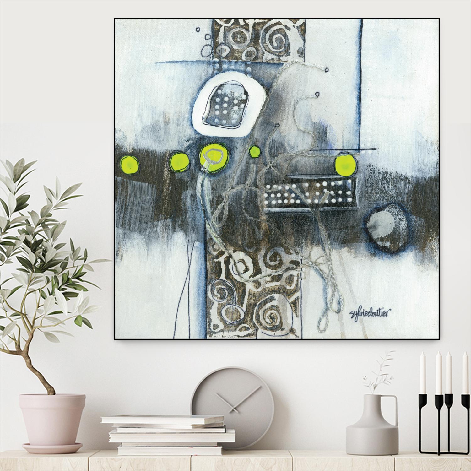 Du fil à retordre by Sylvie cloutier on GIANT ART - green abstract
