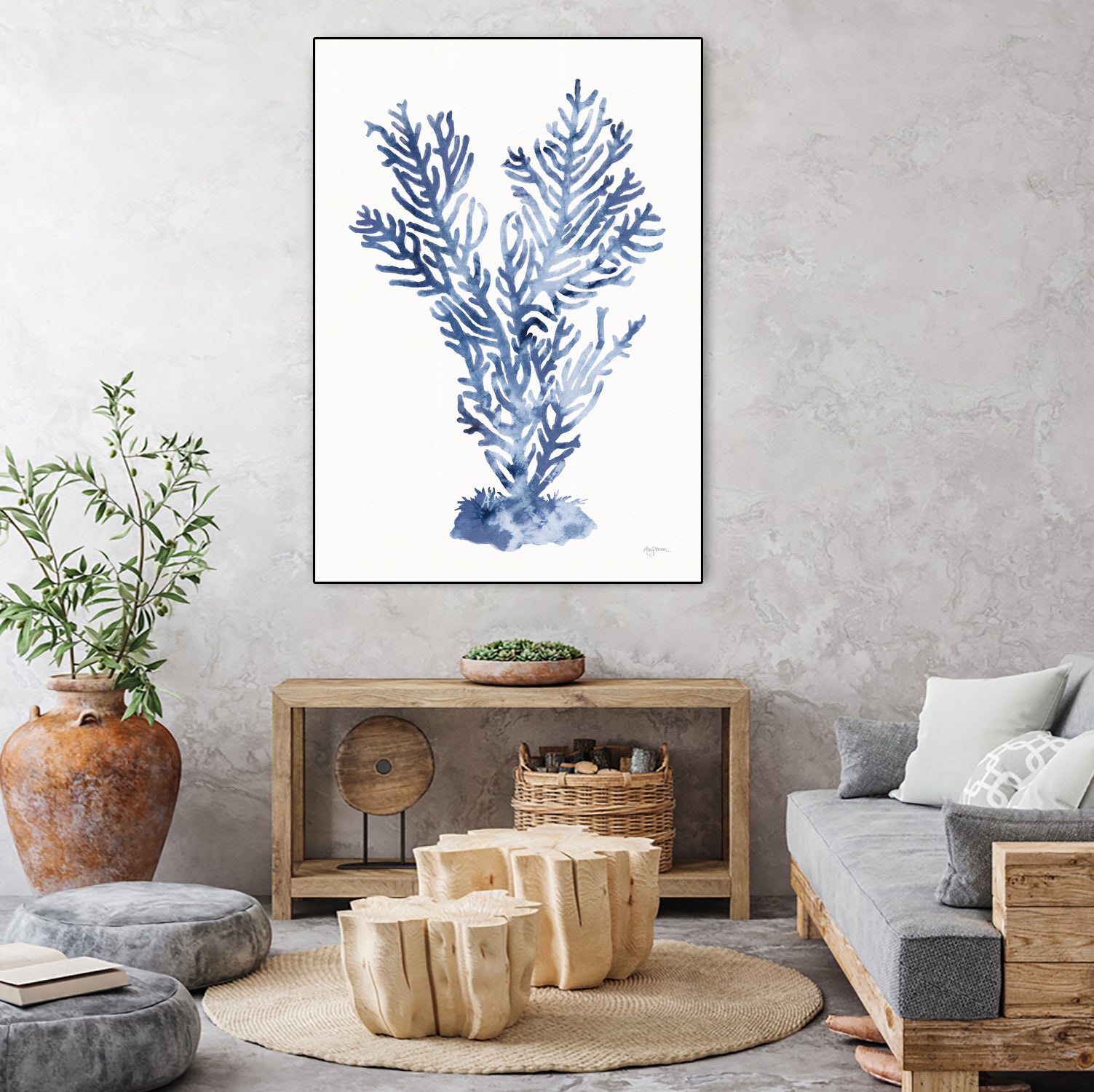 Shibori Coral I by Mary Urban on GIANT ART - blue