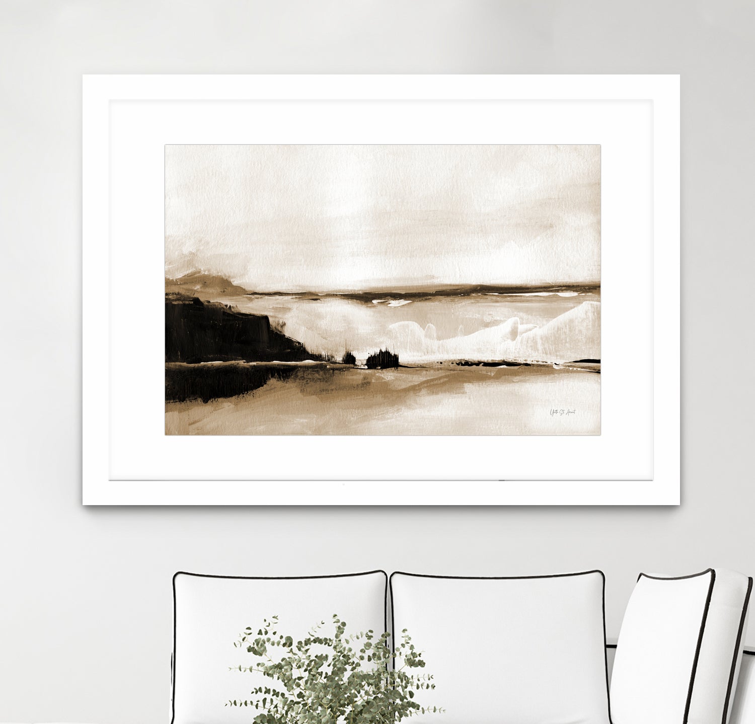 Vintage Landscape Mountainside by Yvette St. Amant on GIANT ART - black