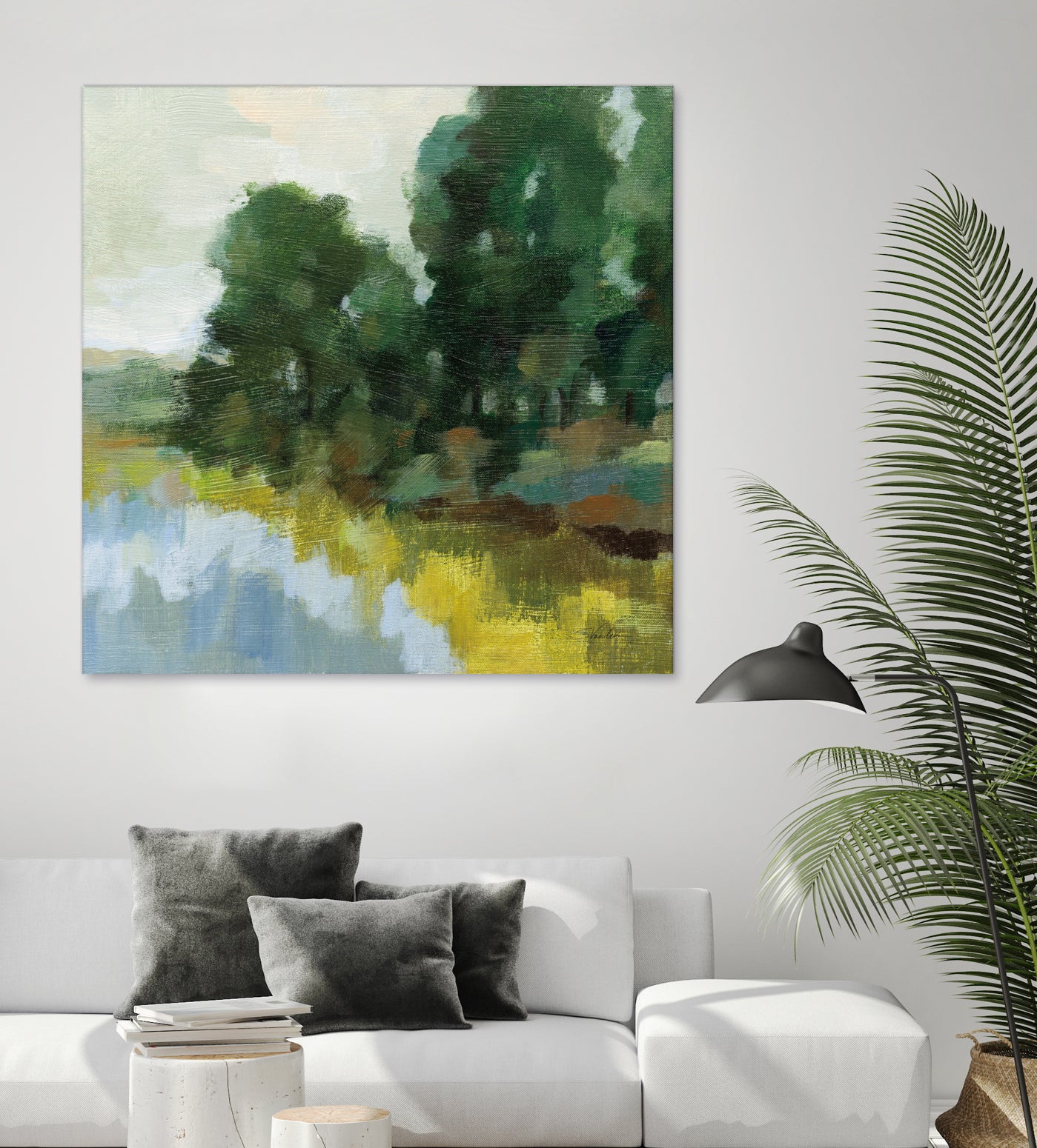 Willows by the Pond II by Silvia Vassileva on GIANT ART - blue