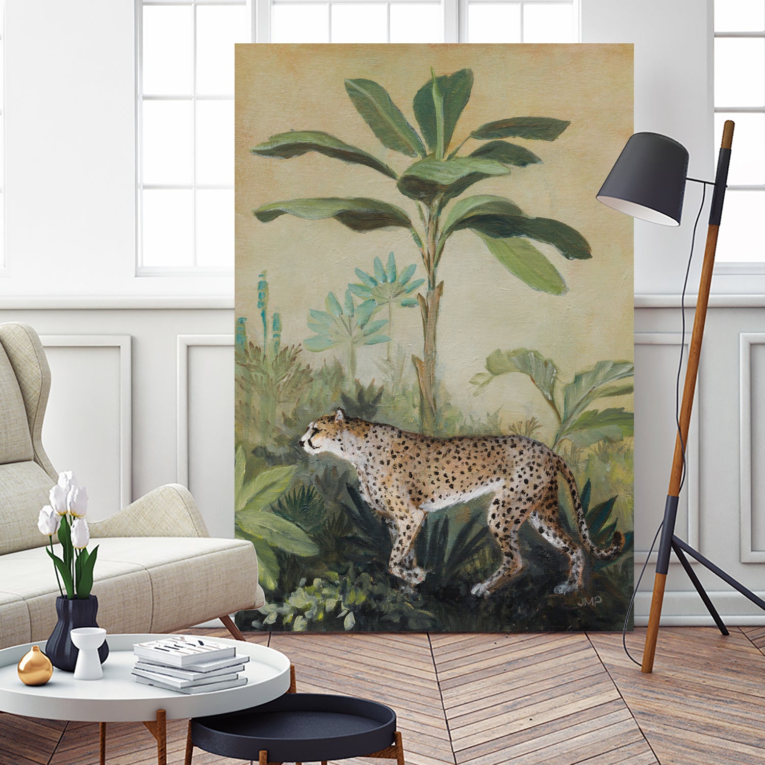 King of the Jungle II by Julia Purinton on GIANT ART - beige botanical framed canvas
